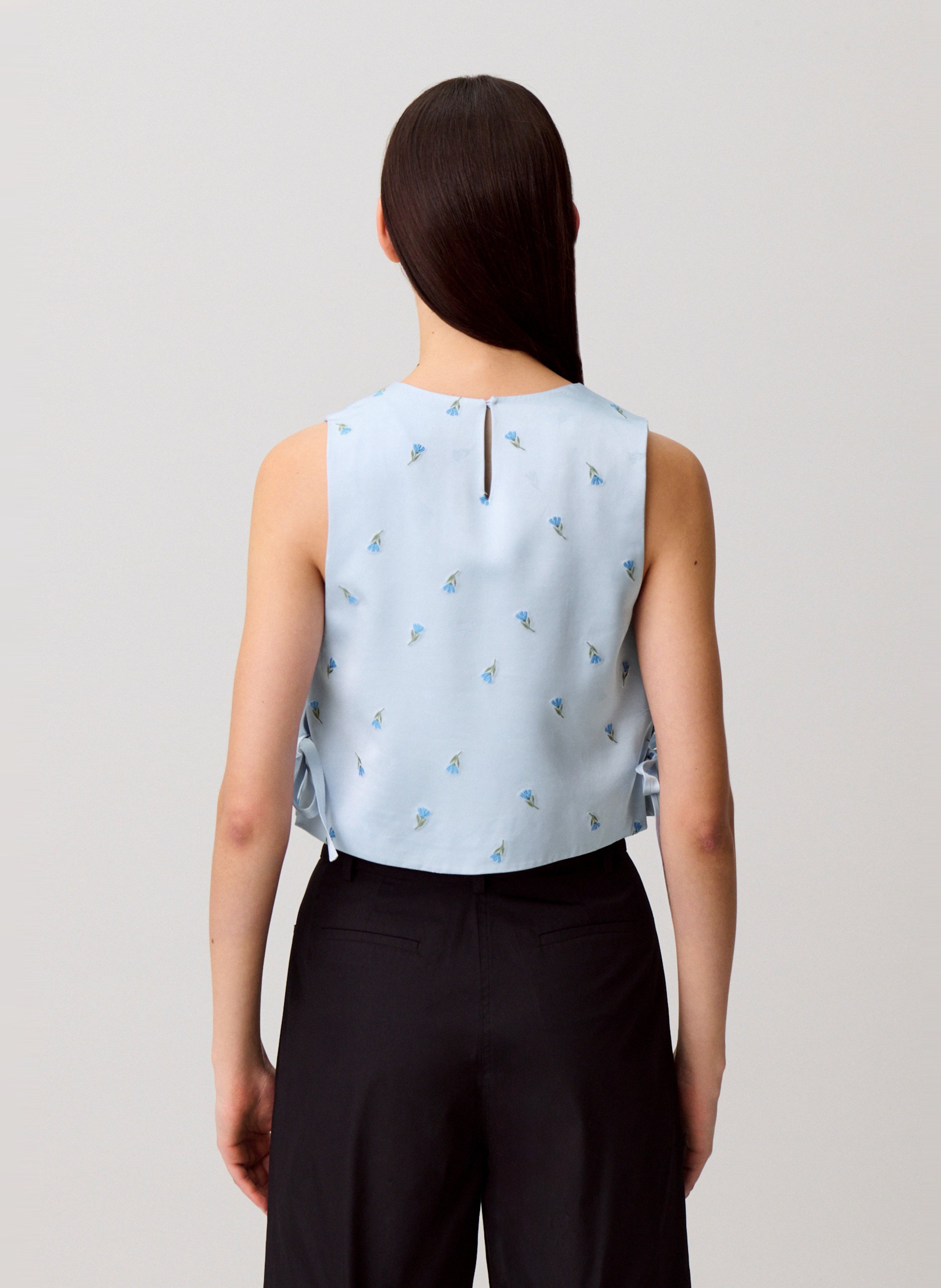 Top court imprimé col rond  CLAUDIE PIERLOT Bleu