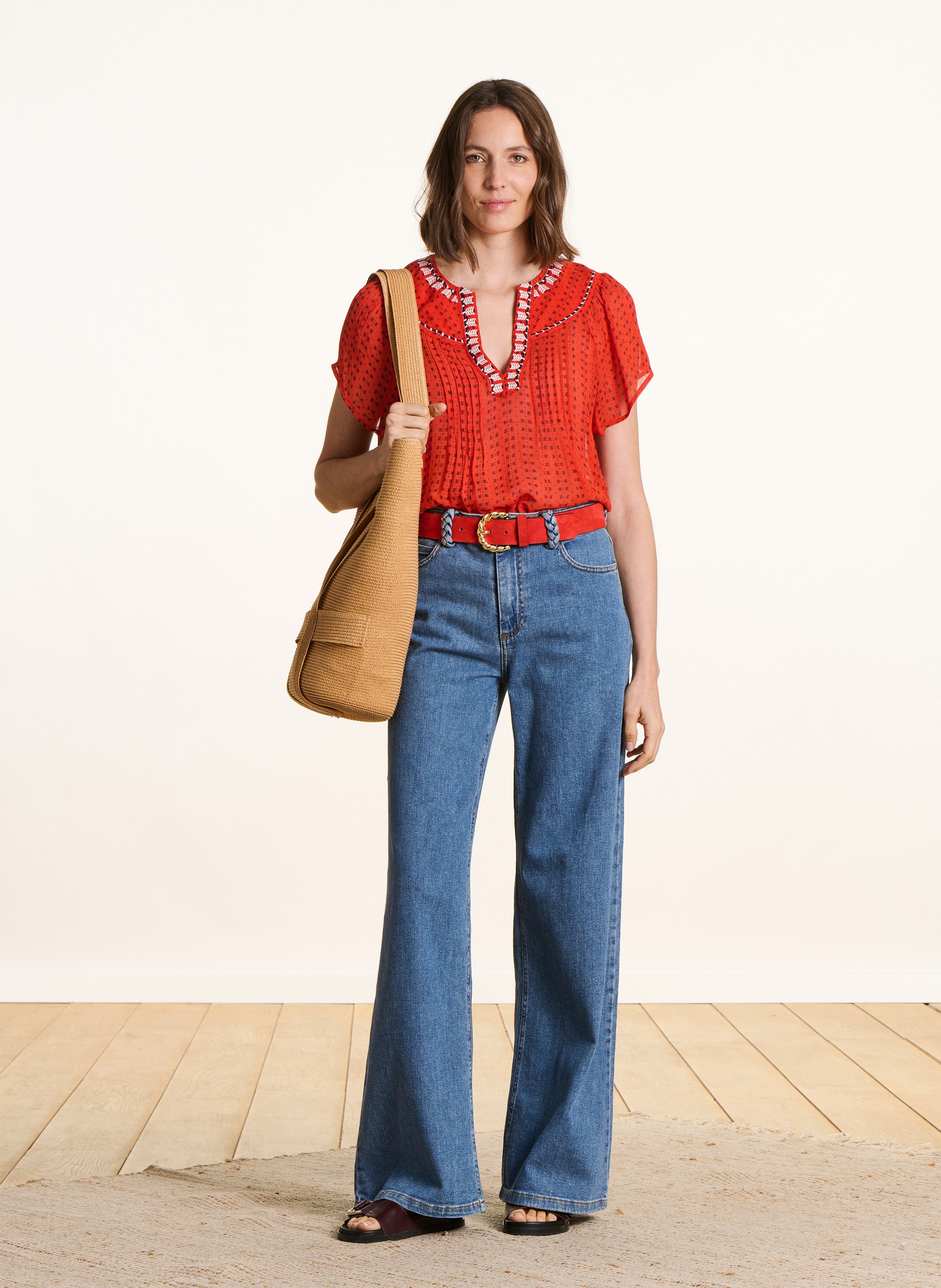 Weit geschnittene Henley-Bluse LA FEE MARABOUTEE Rosa