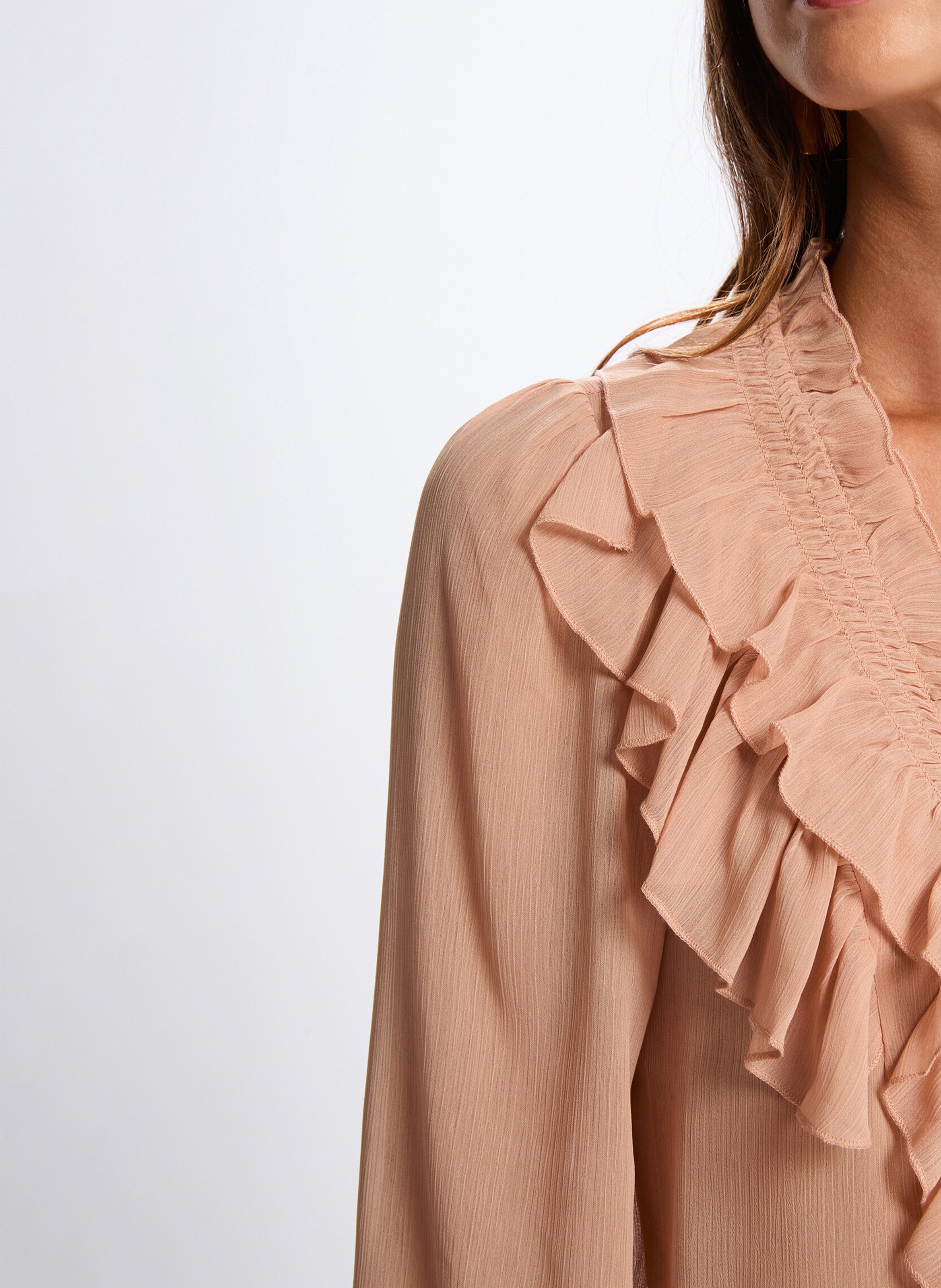 Bluse mit V-Ausschnitt Rosa