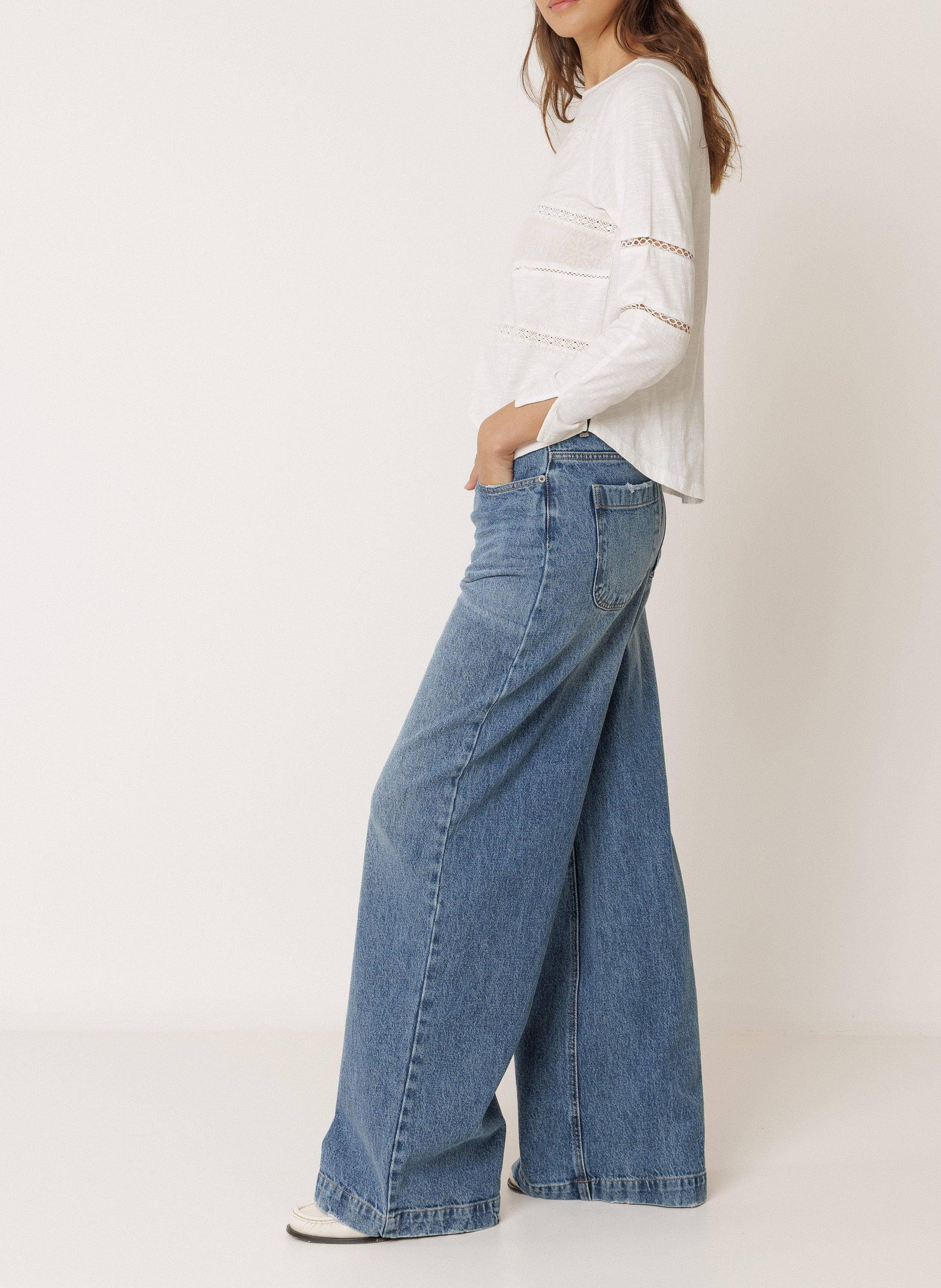 Cotton straight top INDI & COLD Beige