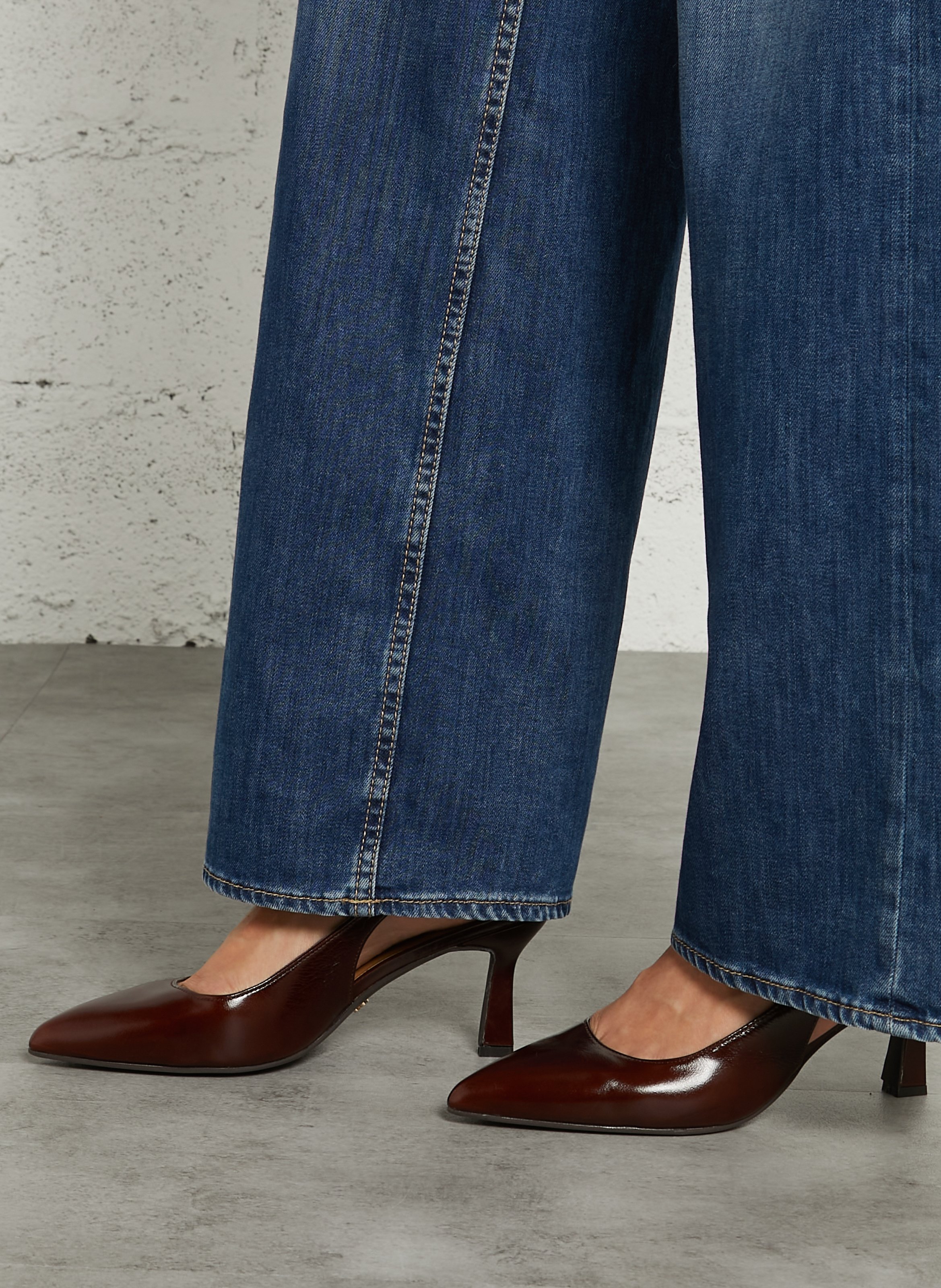 Patent leather slingbacks BOCAGE Brown