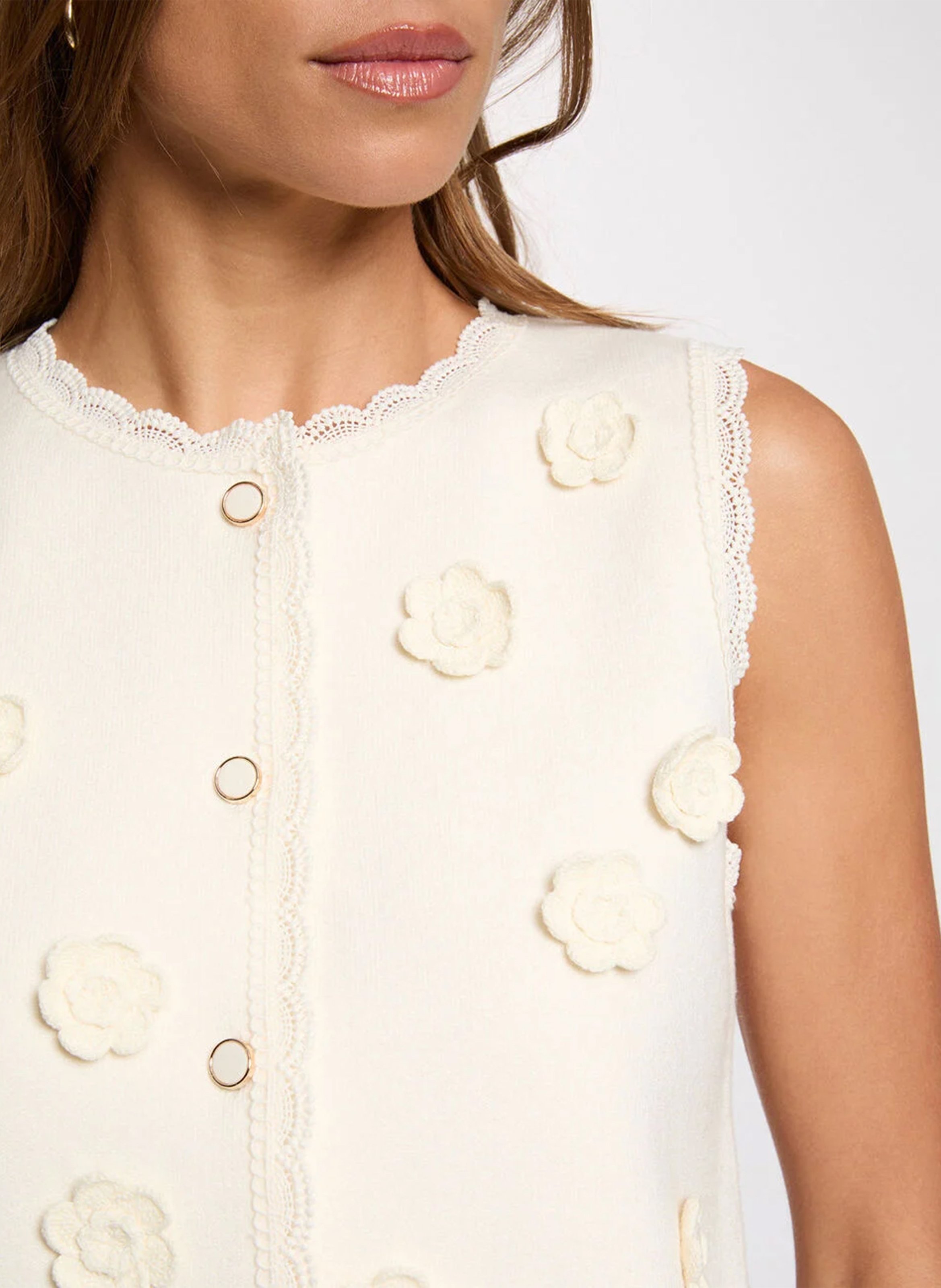 Fitted round neck vest MORGAN Beige