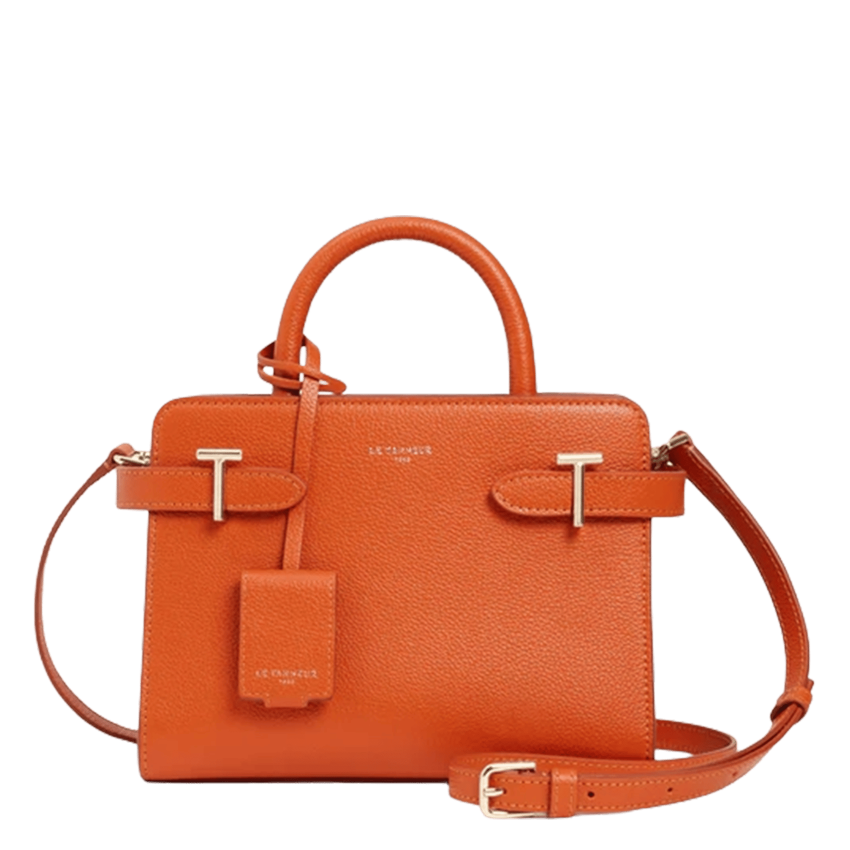 Bowlingtasche aus genarbtem Leder mit Reißverschluss LE TANNEUR Orange