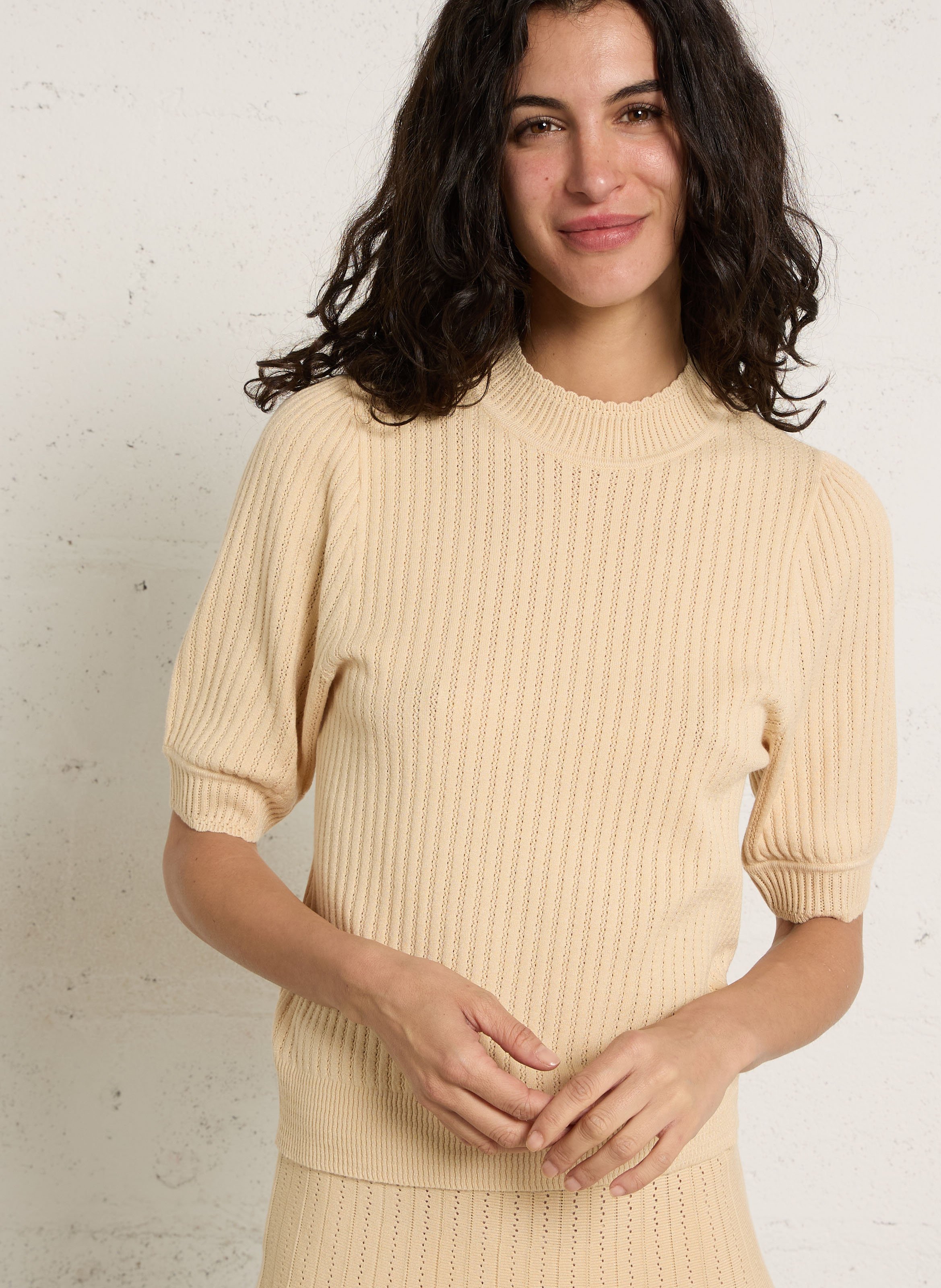 Gerader Pullover mit Stehkragen in Uni-Farbe PETITE MENDIGOTE