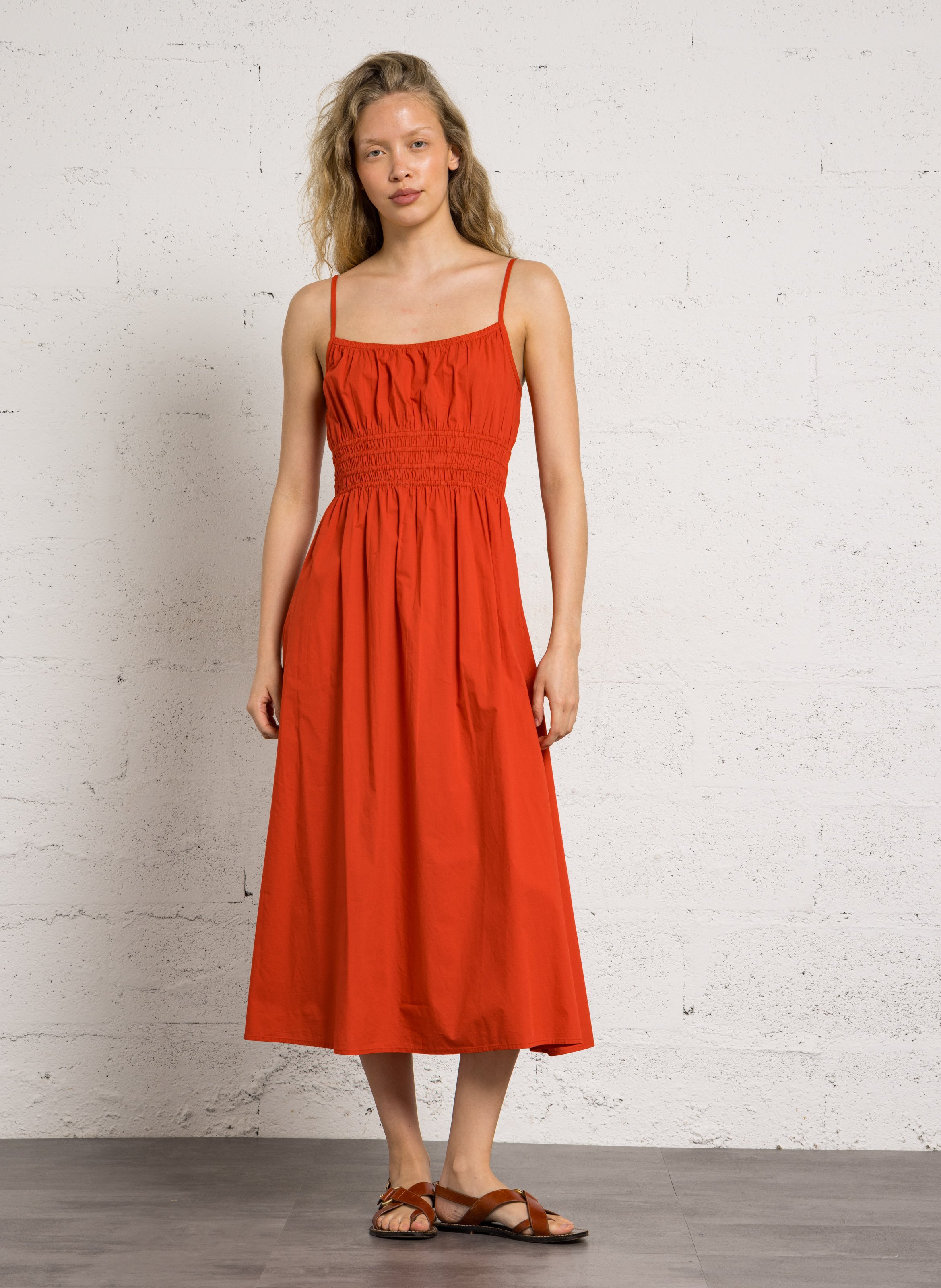 Halflange jurk van katoen PETITE MENDIGOTE Rood