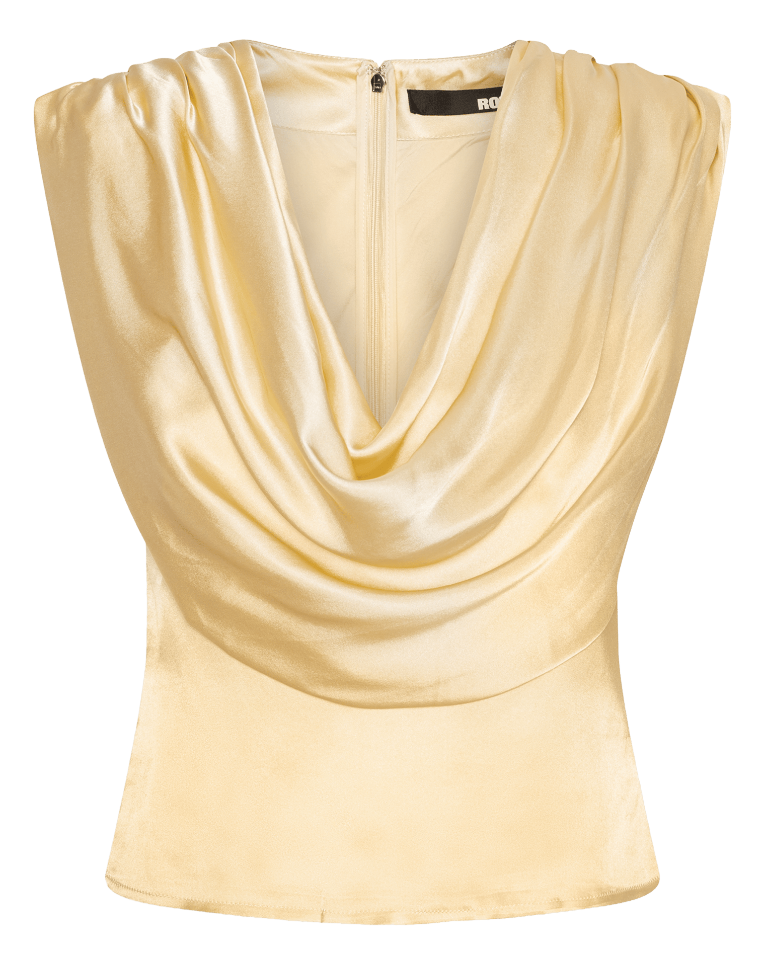 Top cintré col bénitier satiné ROTATE Jaune