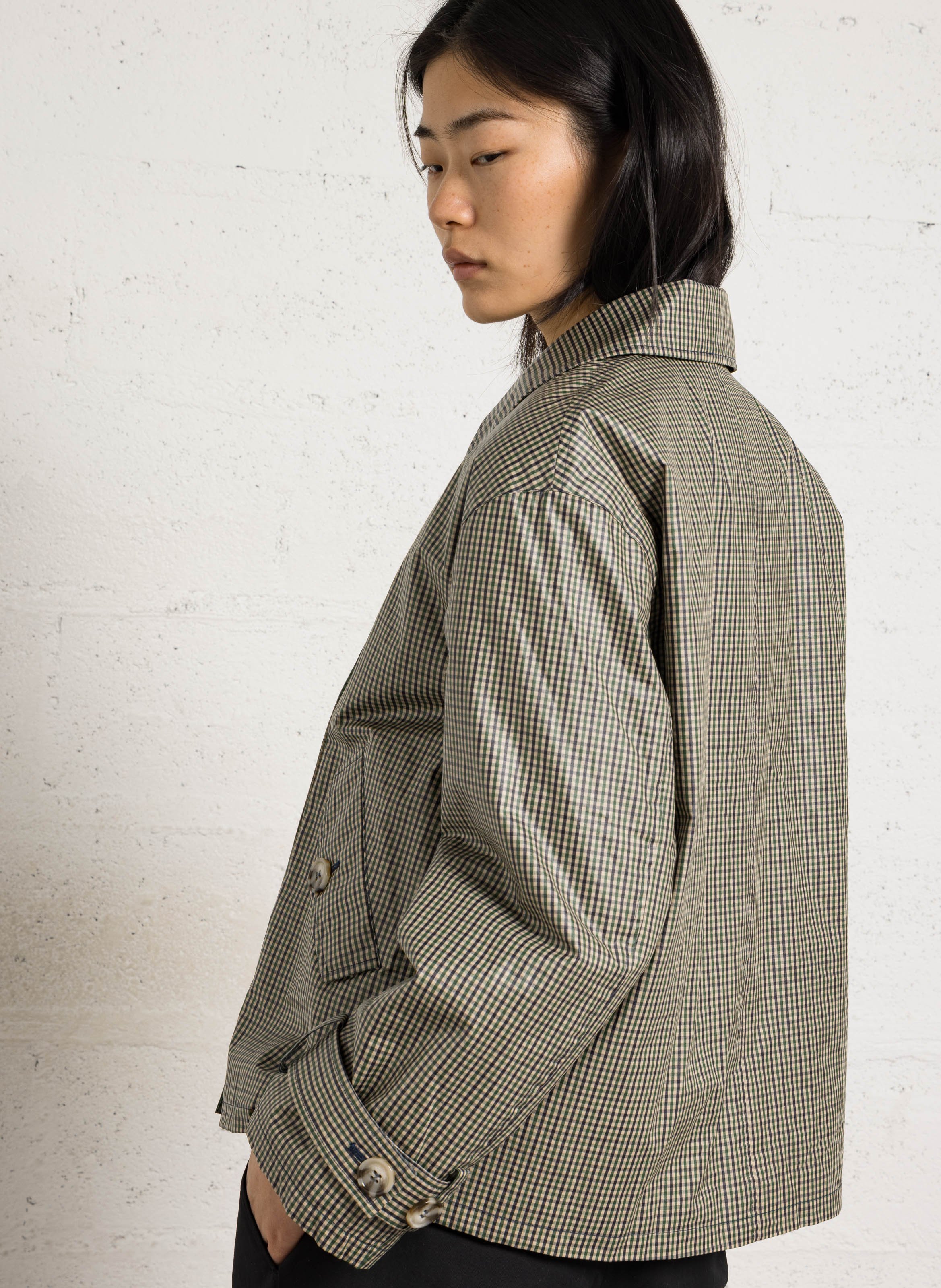 Oversized jas met klassieke kraag in bedrukte katoen LEON & HARPER Groen