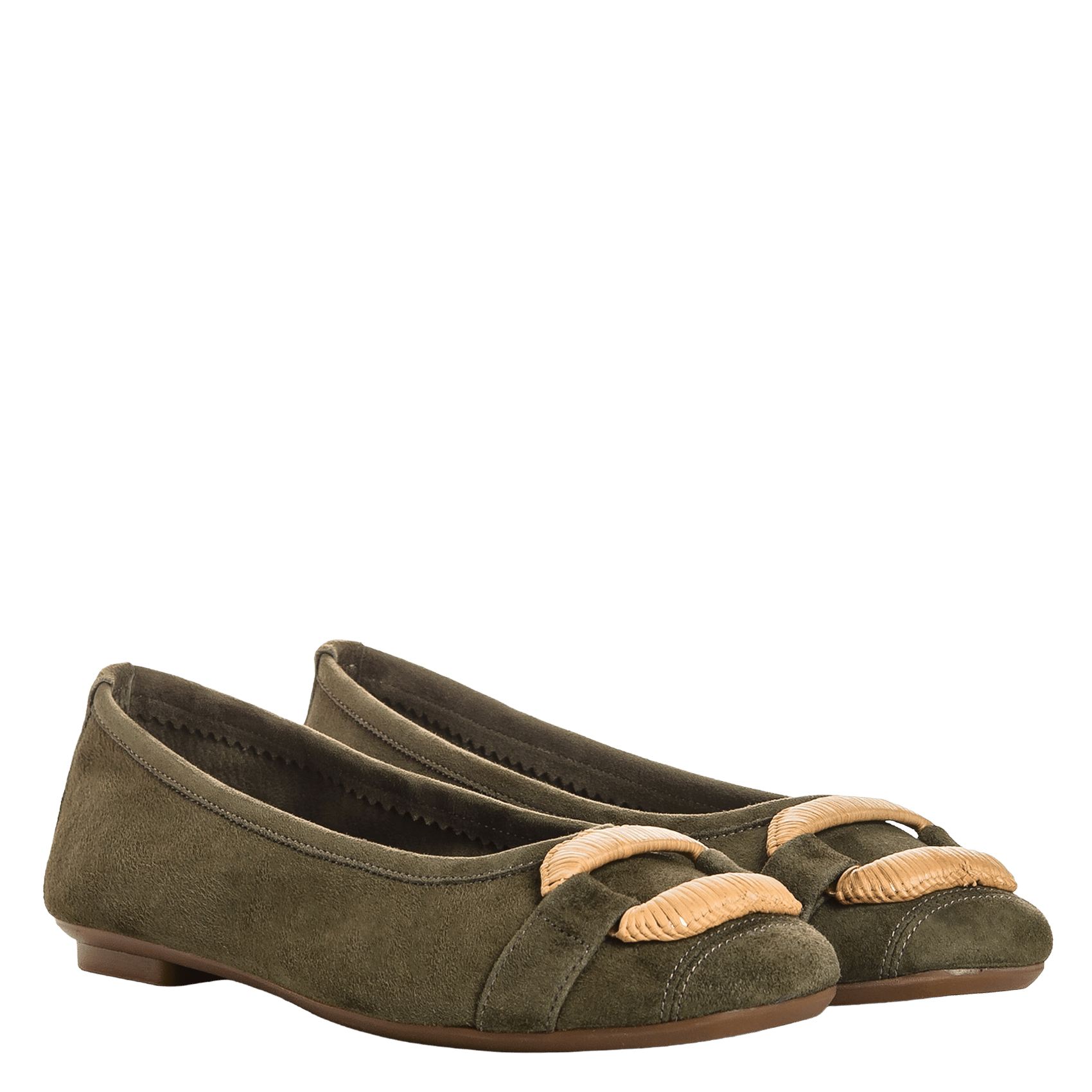 Suede ballet pumps REQINS Khaki