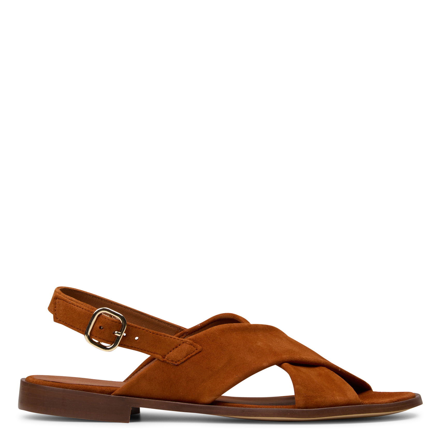 Flache Sandalen mit Riemchen aus Wildleder MAISON TOUFET Braun