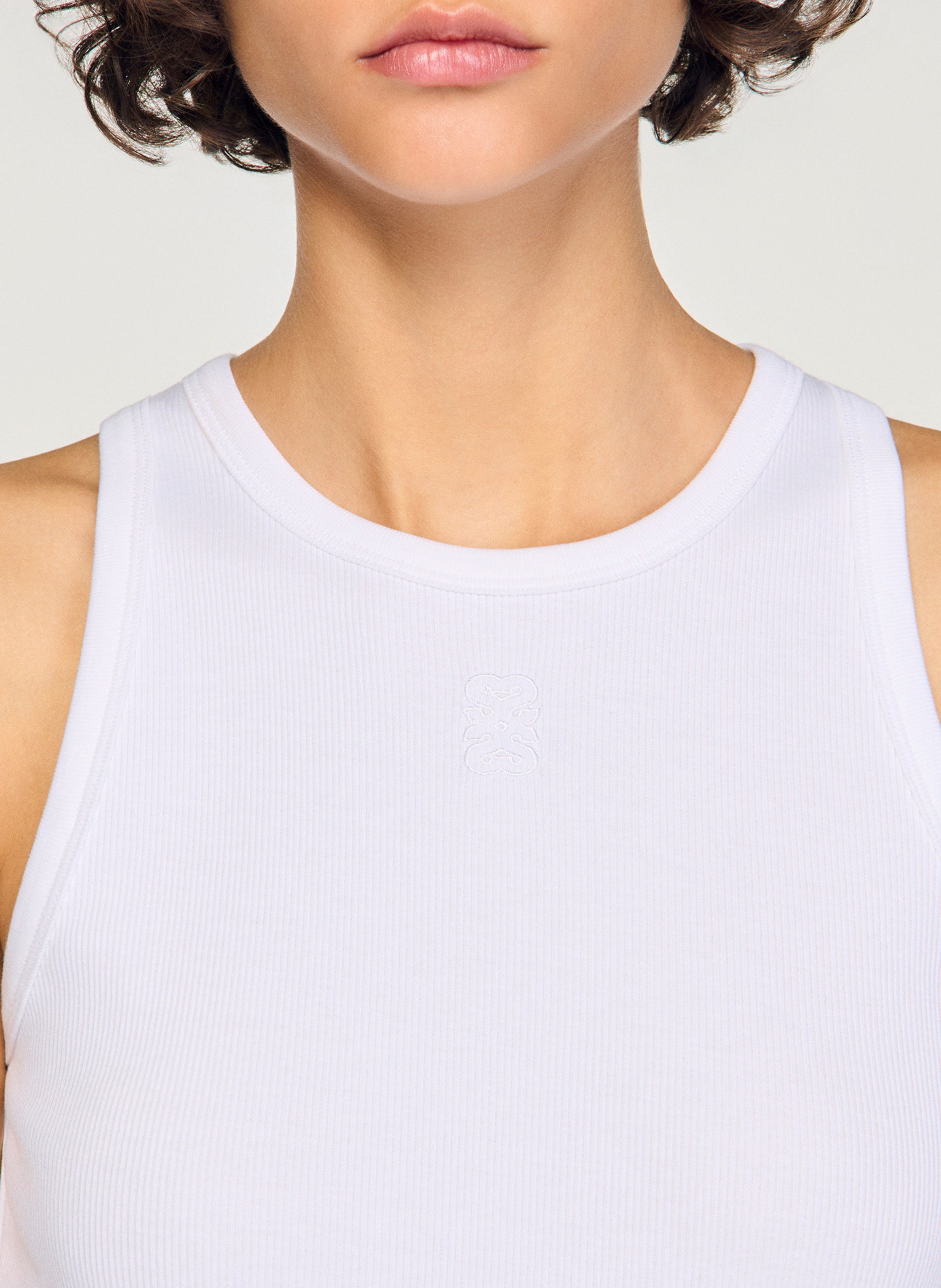 Rechte, katoenen singlet met ronde hals SANDRO Wit