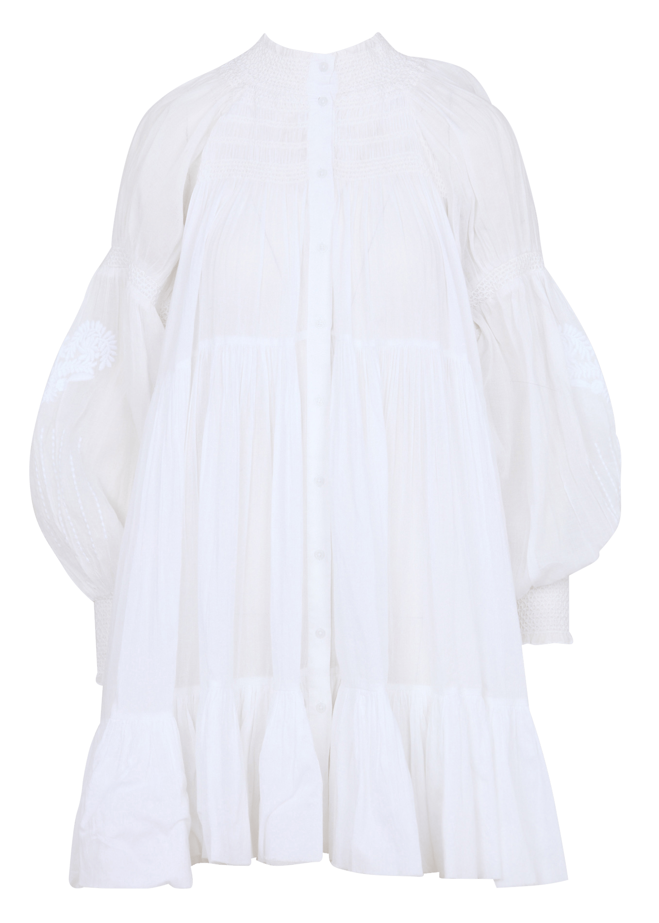 Robe courte en coton col montant MES DEMOISELLES Blanc