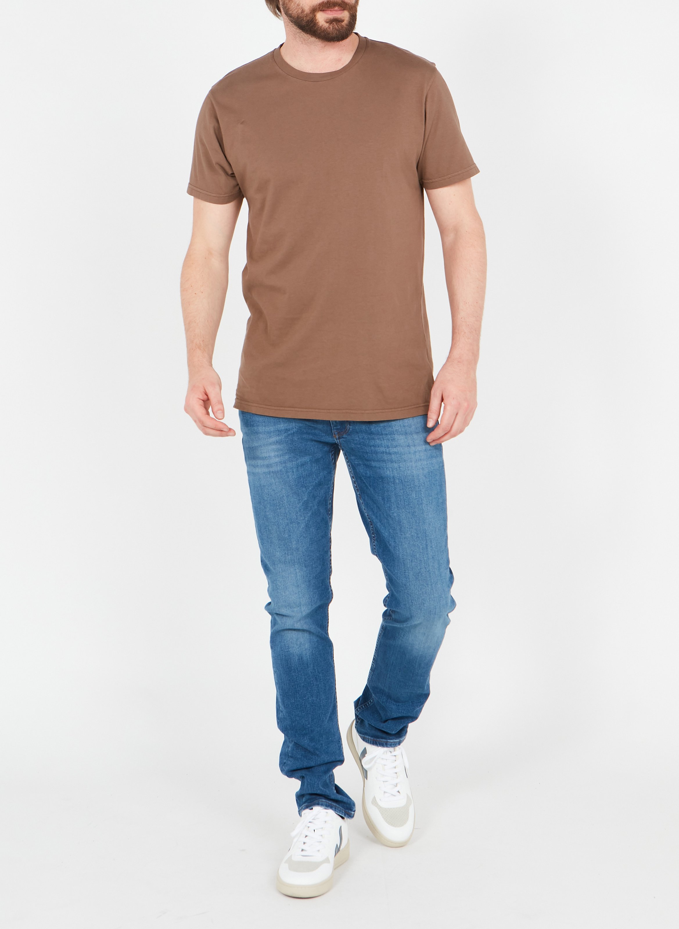 T-shirt col rond en coton biologique COLORFUL STANDARD Marron