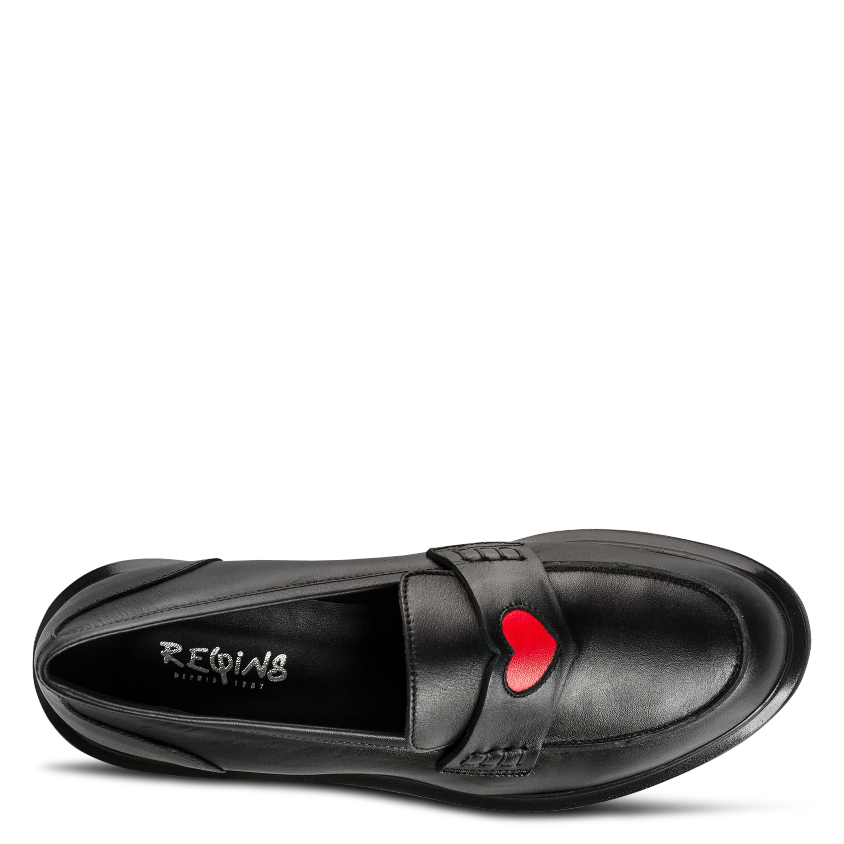 Classic leather heart loafers REQINS Black
