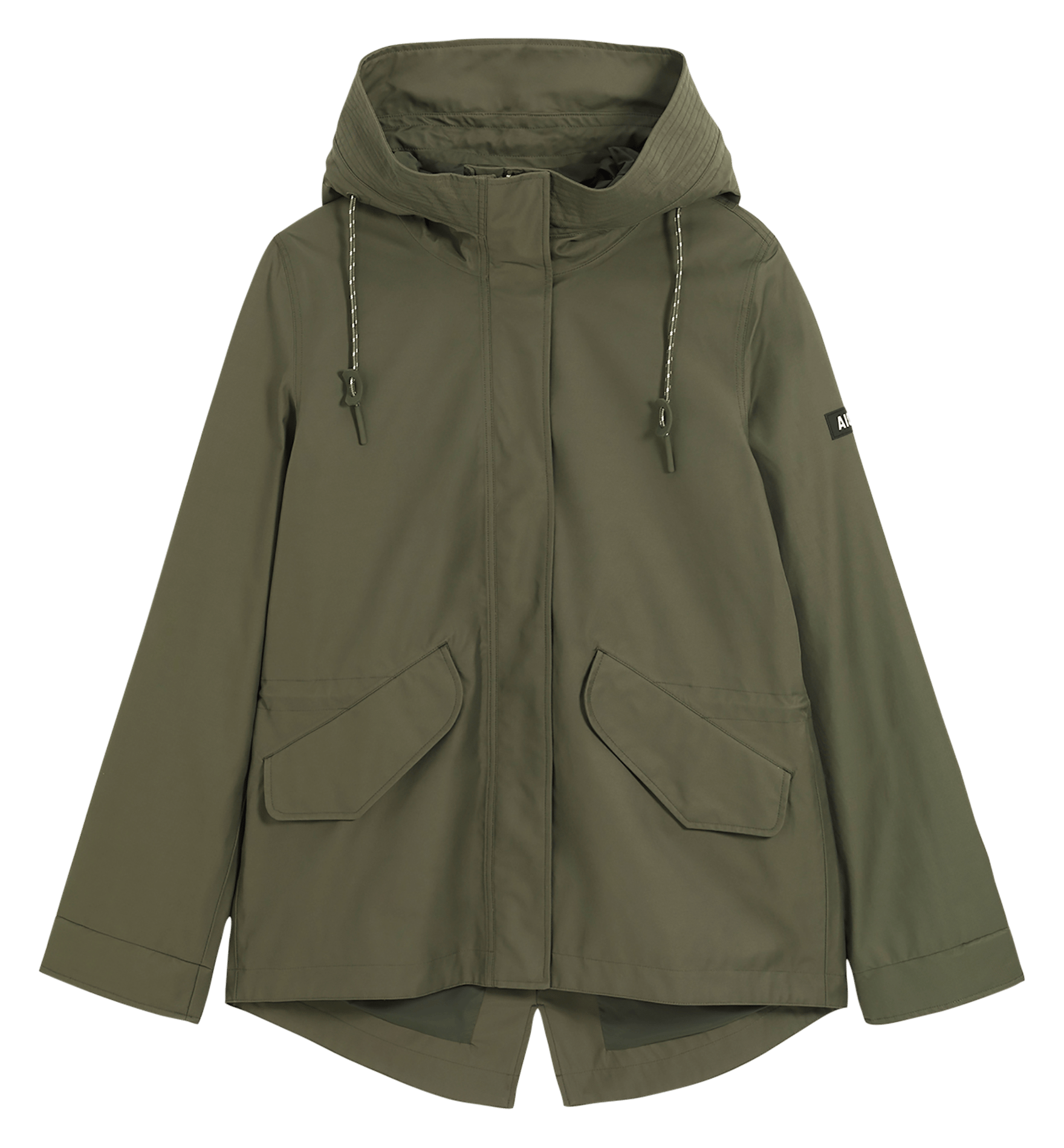 Waterproof parka with high collar in blended cotton AIGLE Khaki