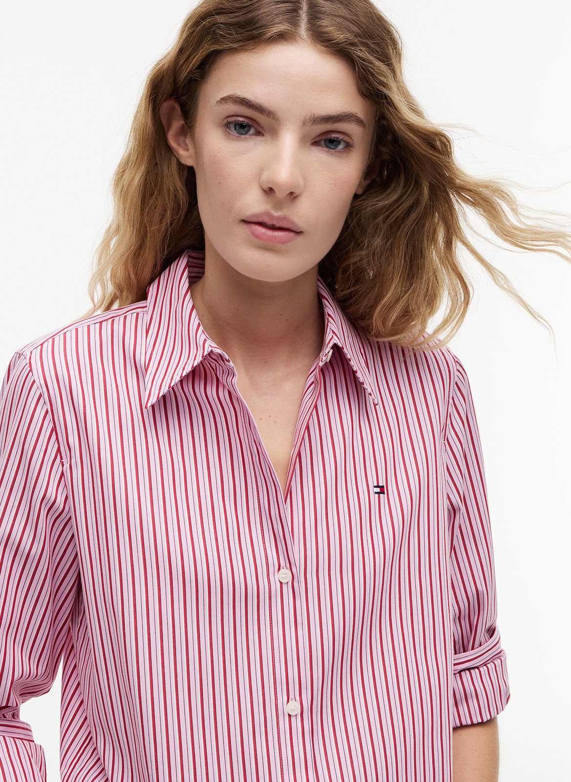 Gestreifte Bluse mit klassischem Kragen TOMMY HILFIGER Rosa