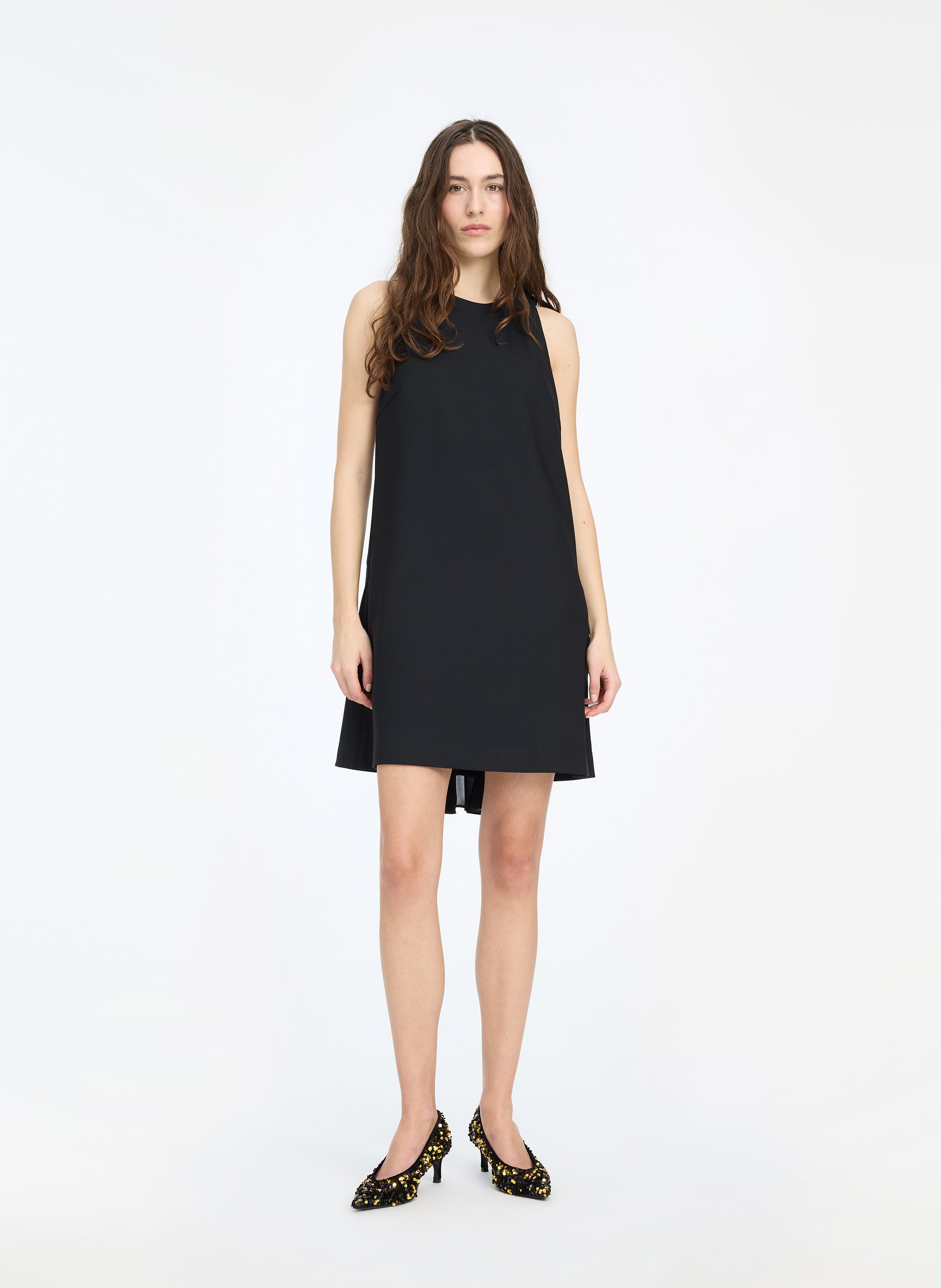 Short round-neck dress ROTATE Black