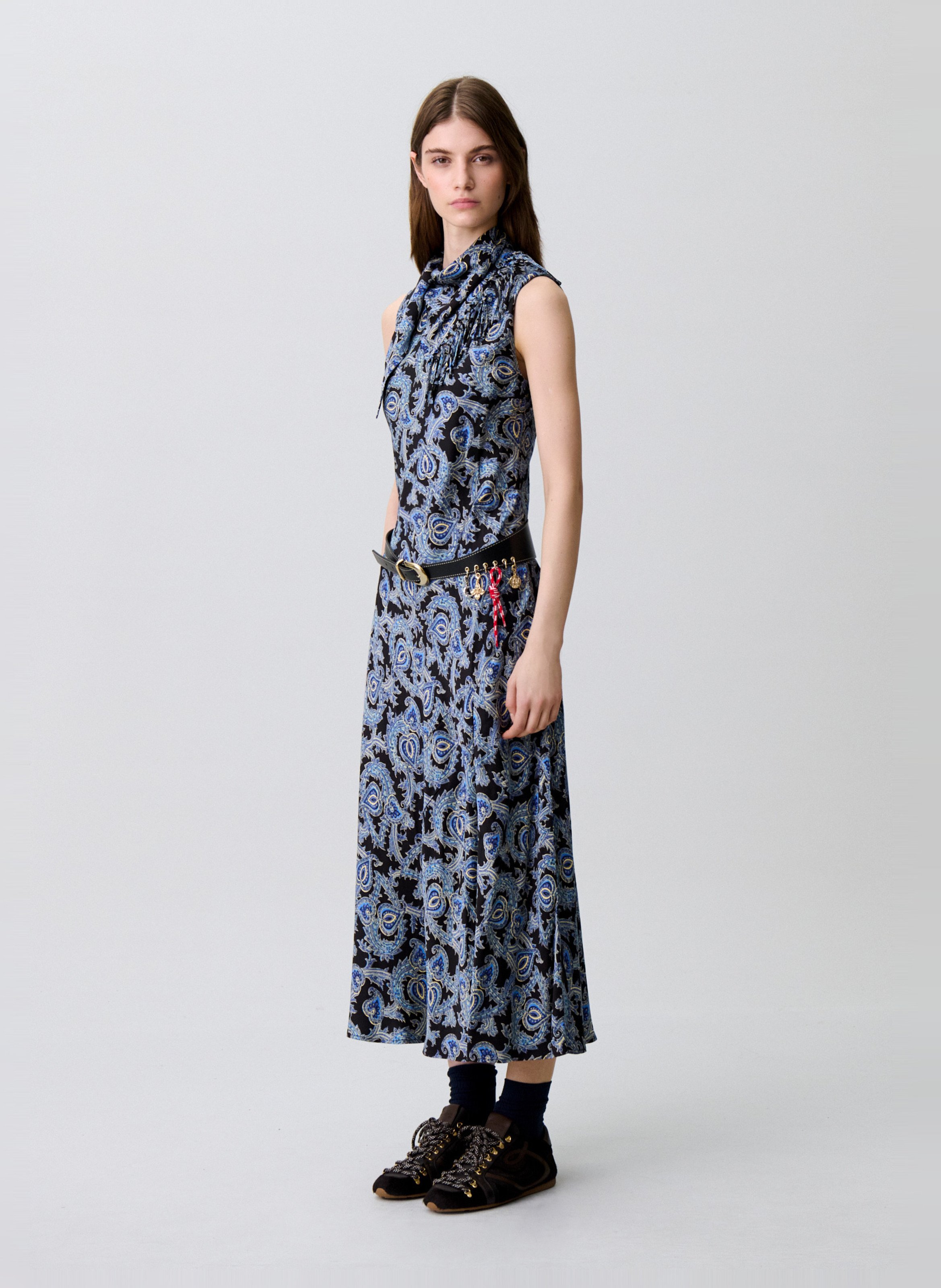 Long printed round-neck dress CLAUDIE PIERLOT Multicolored