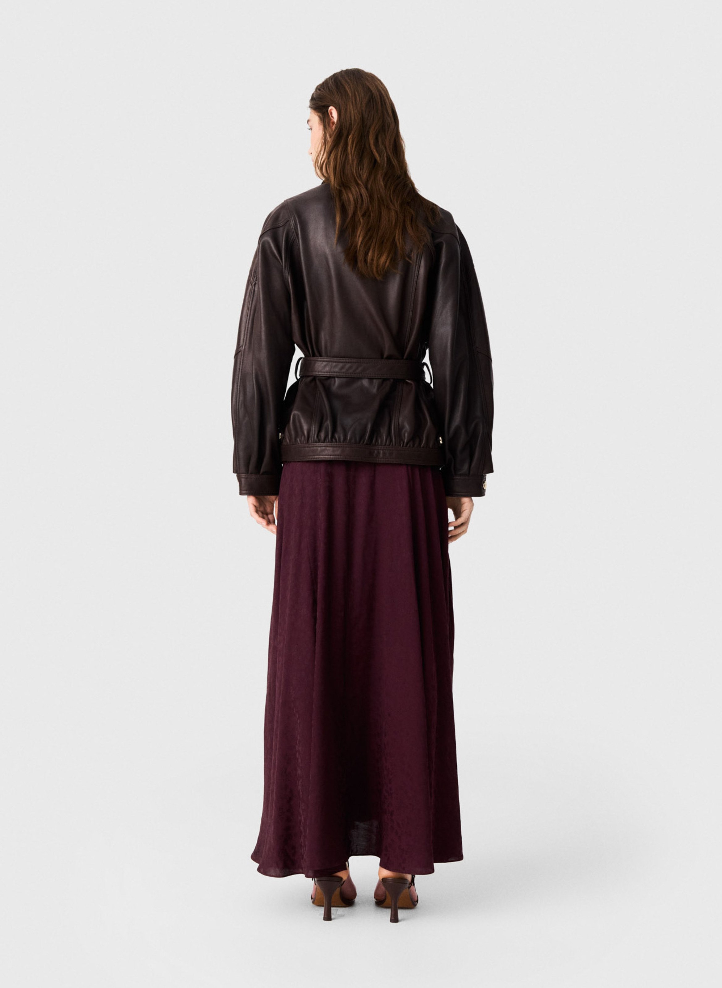 Blouson oversize en cuir MAJE Marron