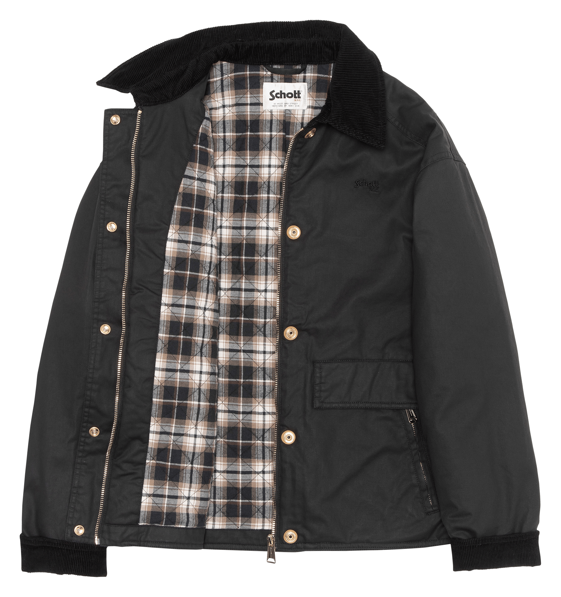Blouson col classique en coton SCHOTT Noir