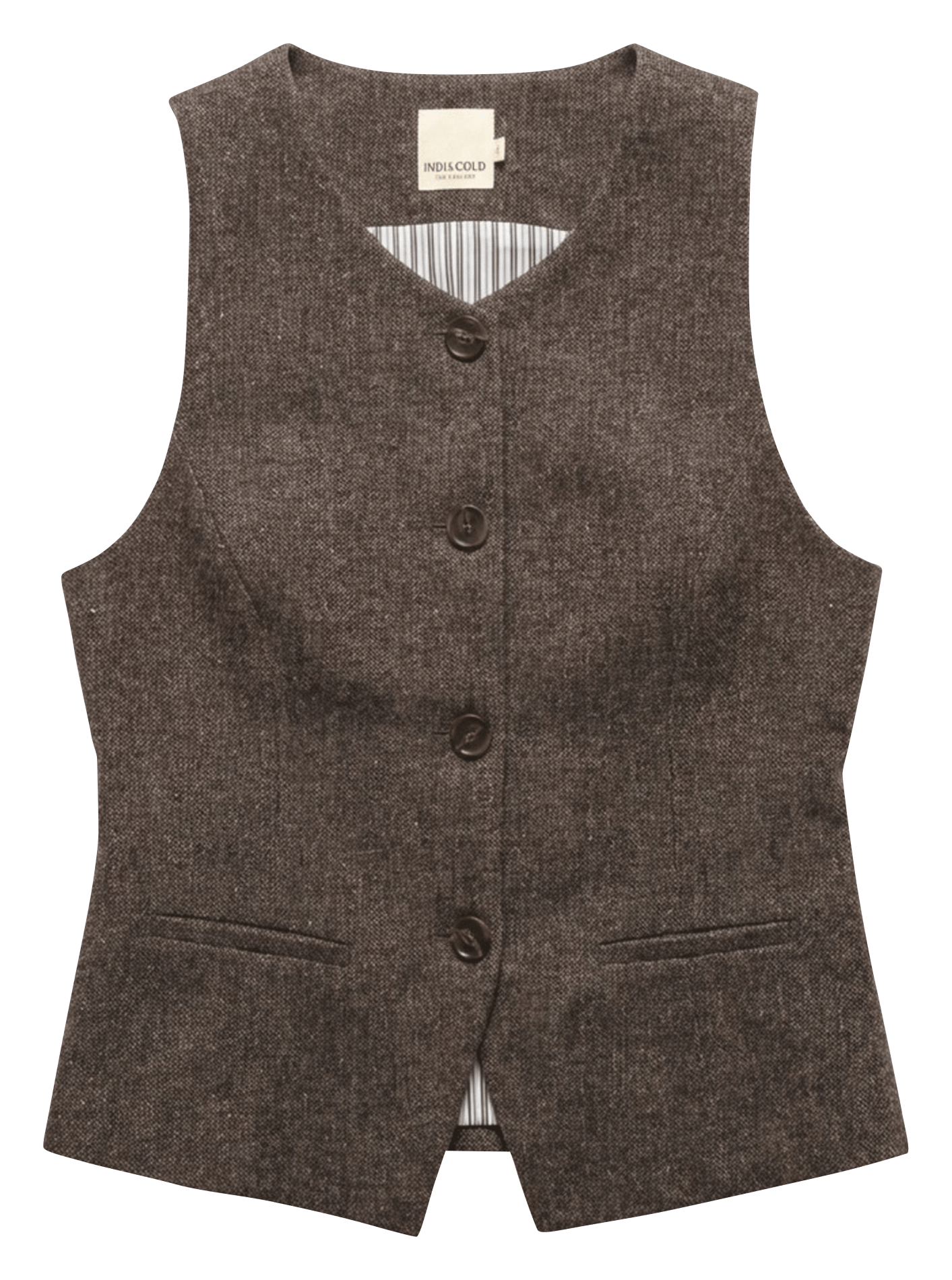 Fitted wool blend vest INDI & COLD Brown