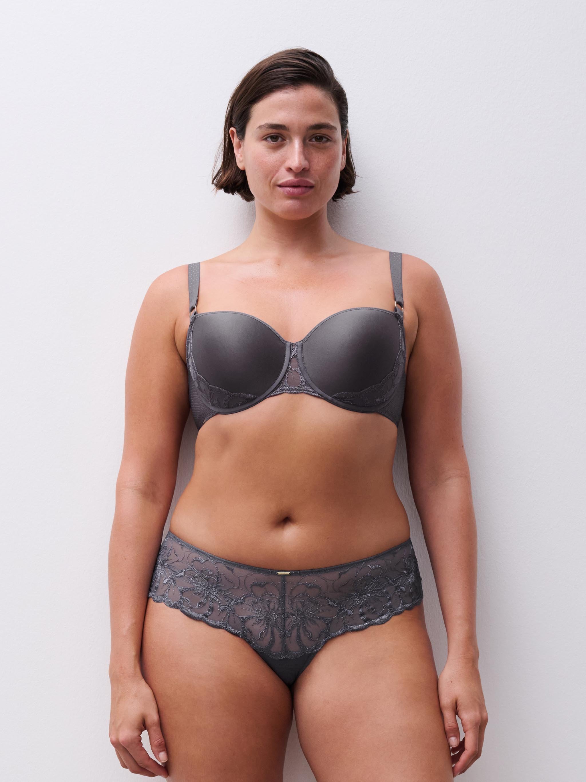 Memory foam balcony bra with floral embroidery CHANTELLE Grey