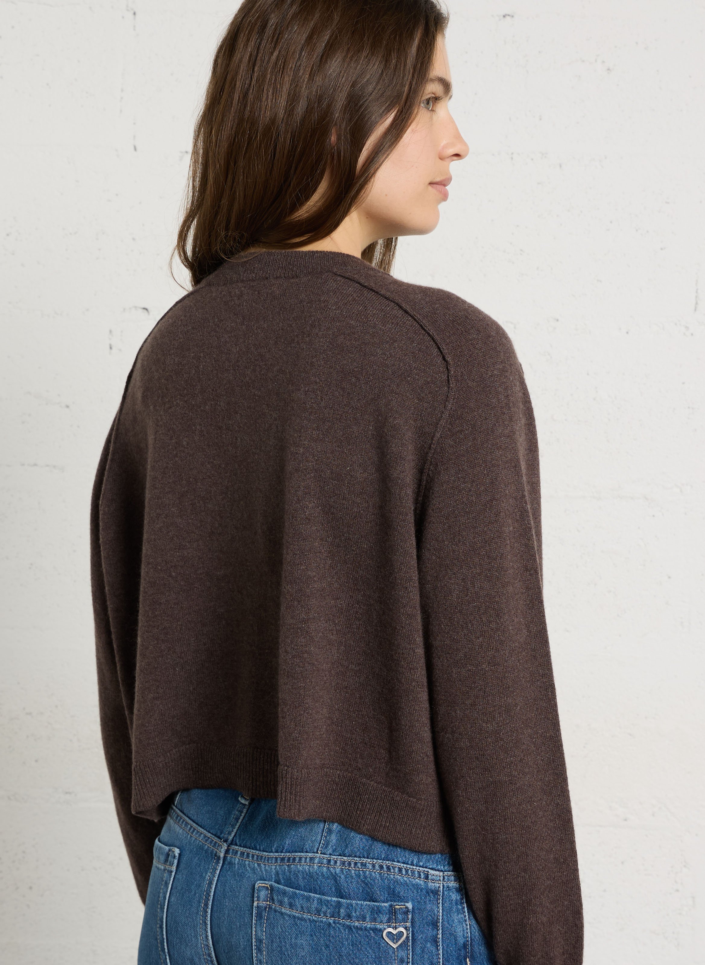 Long-sleeve cashmere cardigan MAJESTIC FILATURES Brown