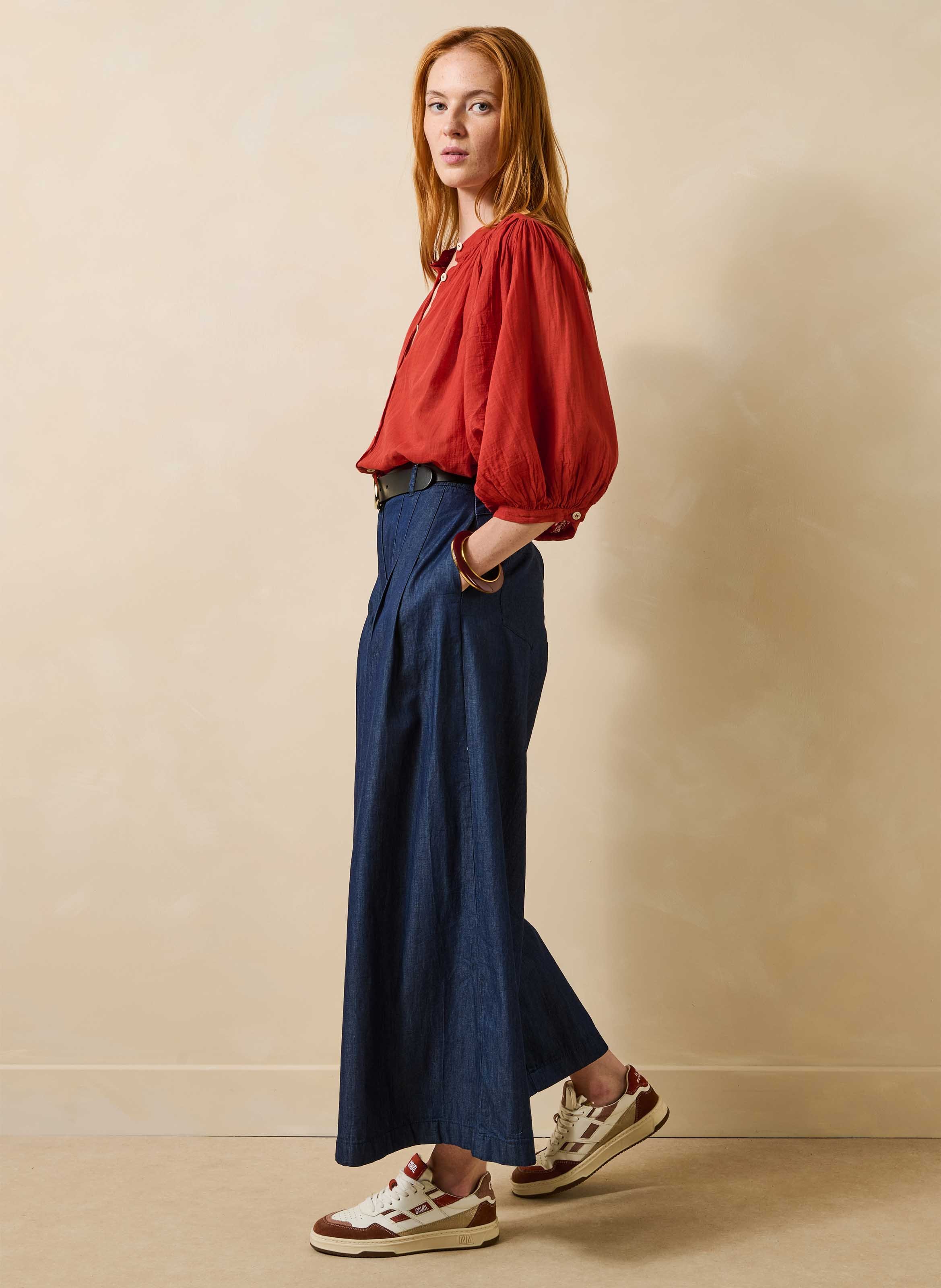 Oversized cotton shirt LA FEE MARABOUTEE Red