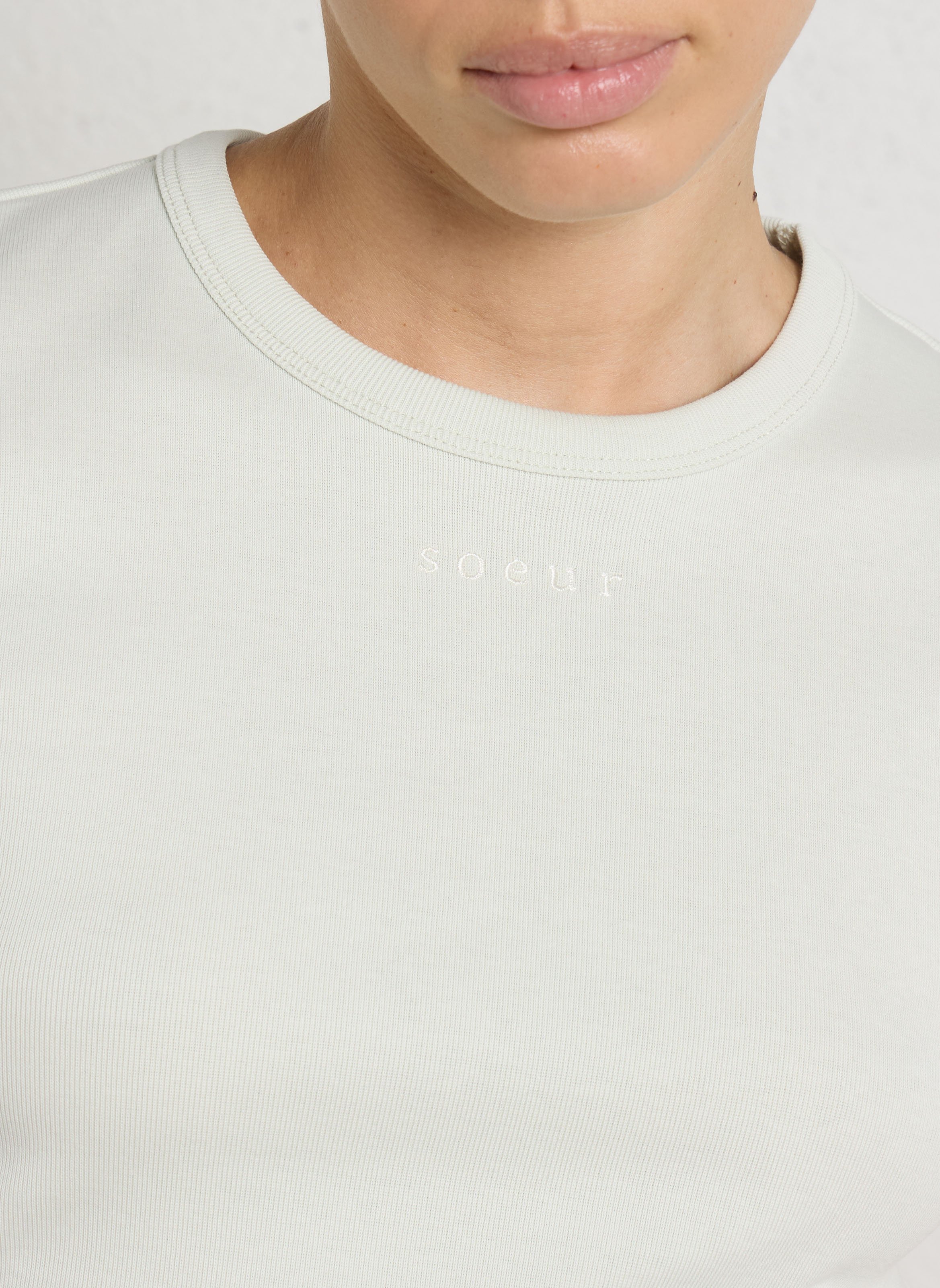 Tee-shirt droit col rond en coton bio SOEUR Vert