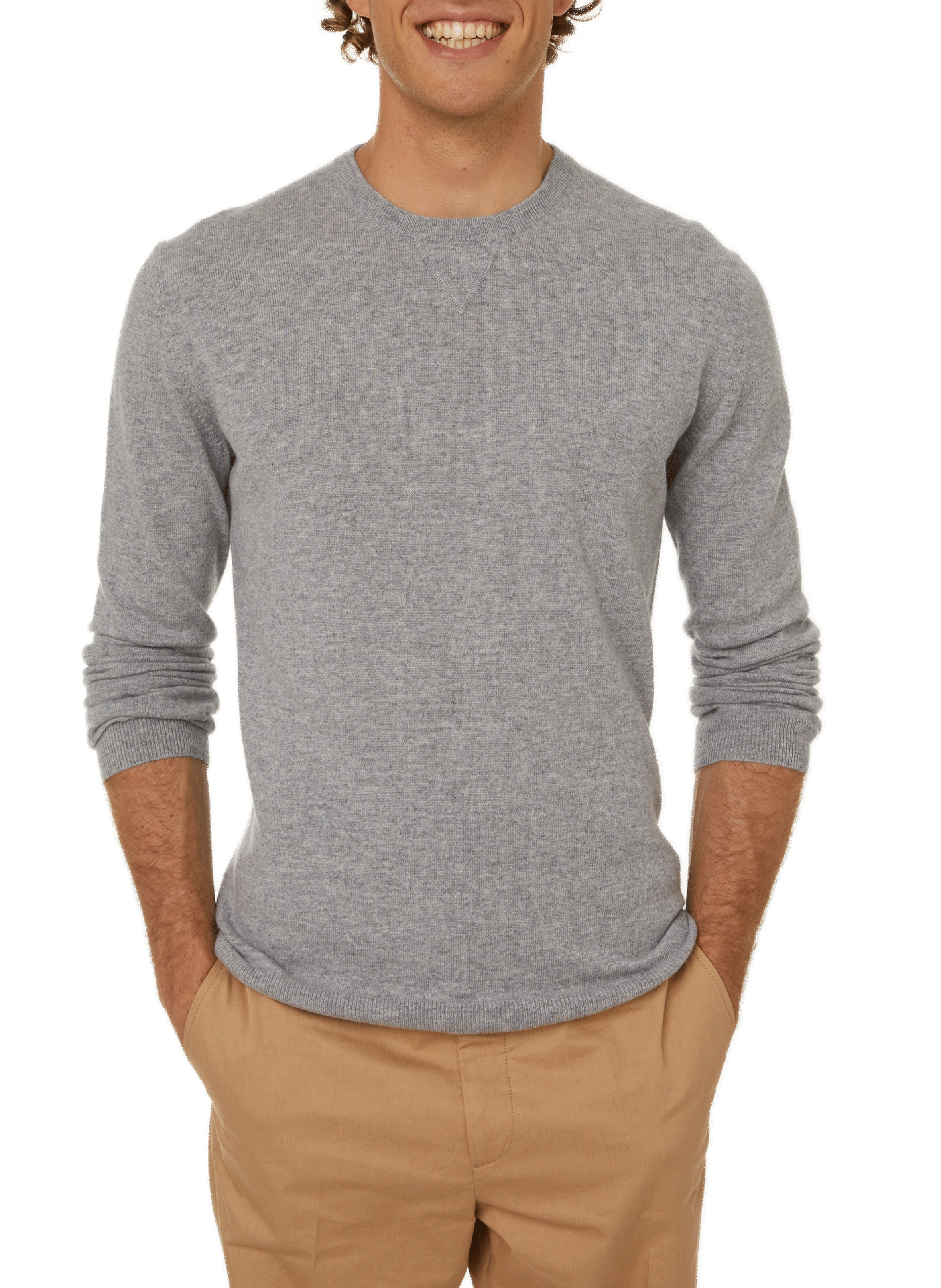 Round-neck graphic cashmere straight-cut sweater AU PRINTEMPS PARIS Silver