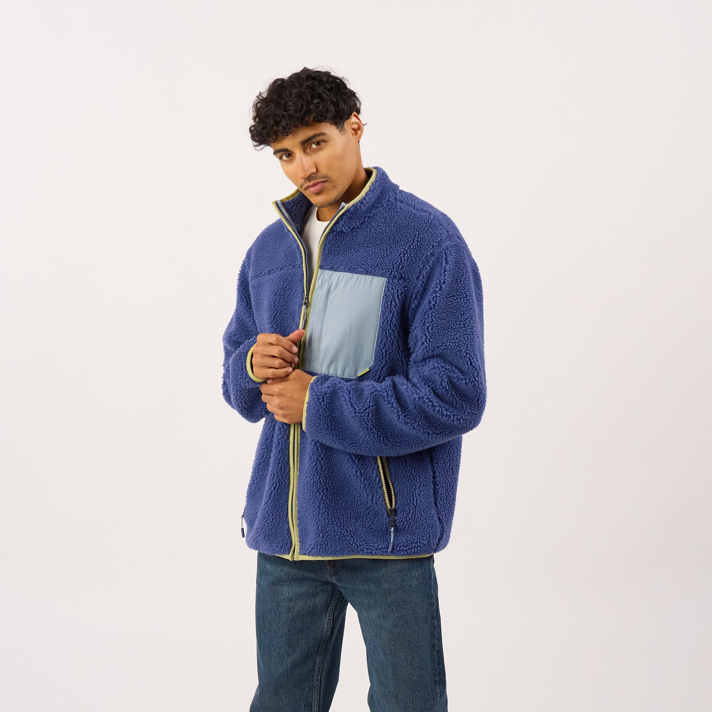 Sherpa zip-up jacket | Blue BILLYBELT Men