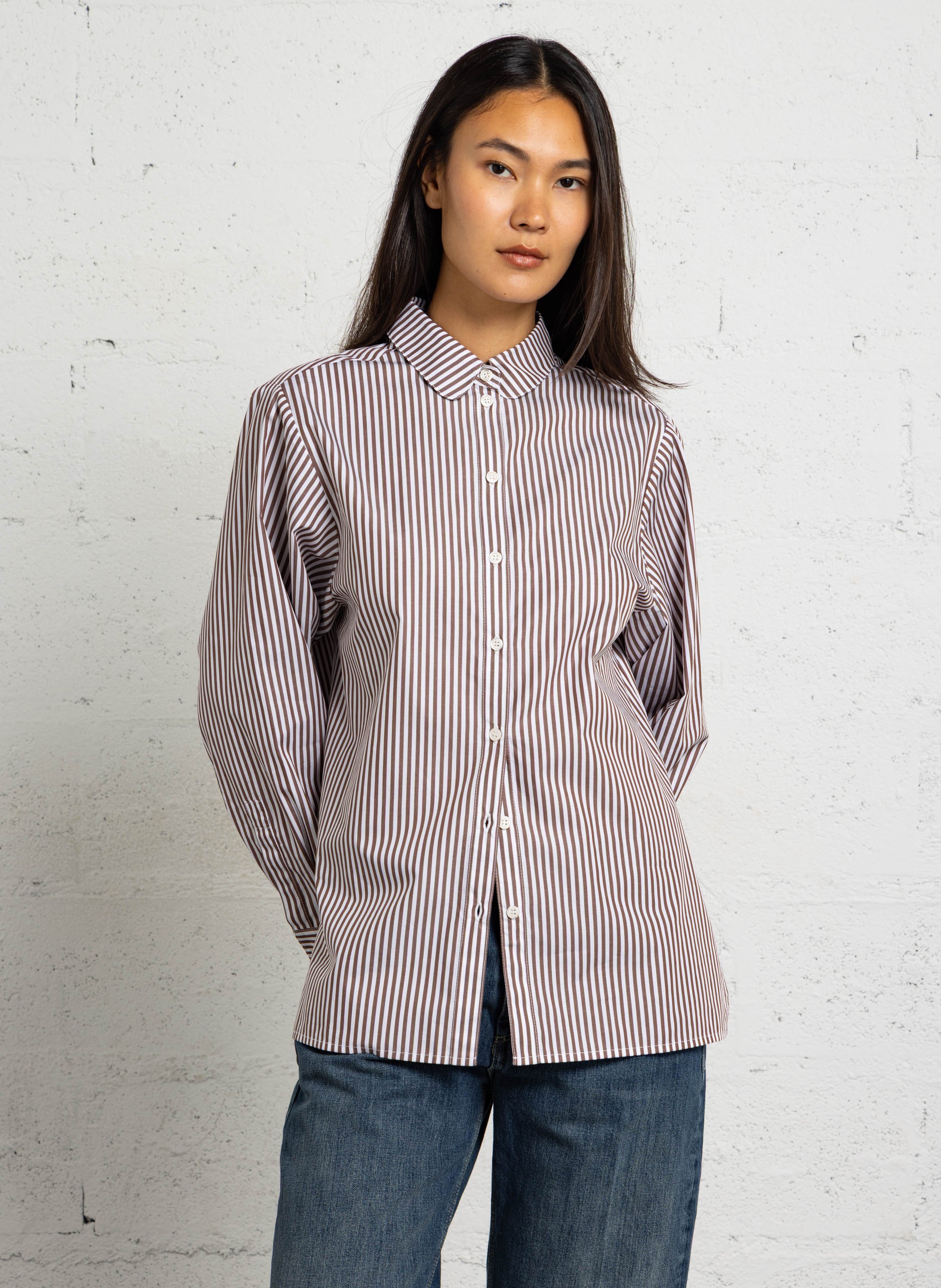 Chemise col classique en coton bio SUZIE WINKLE Marron