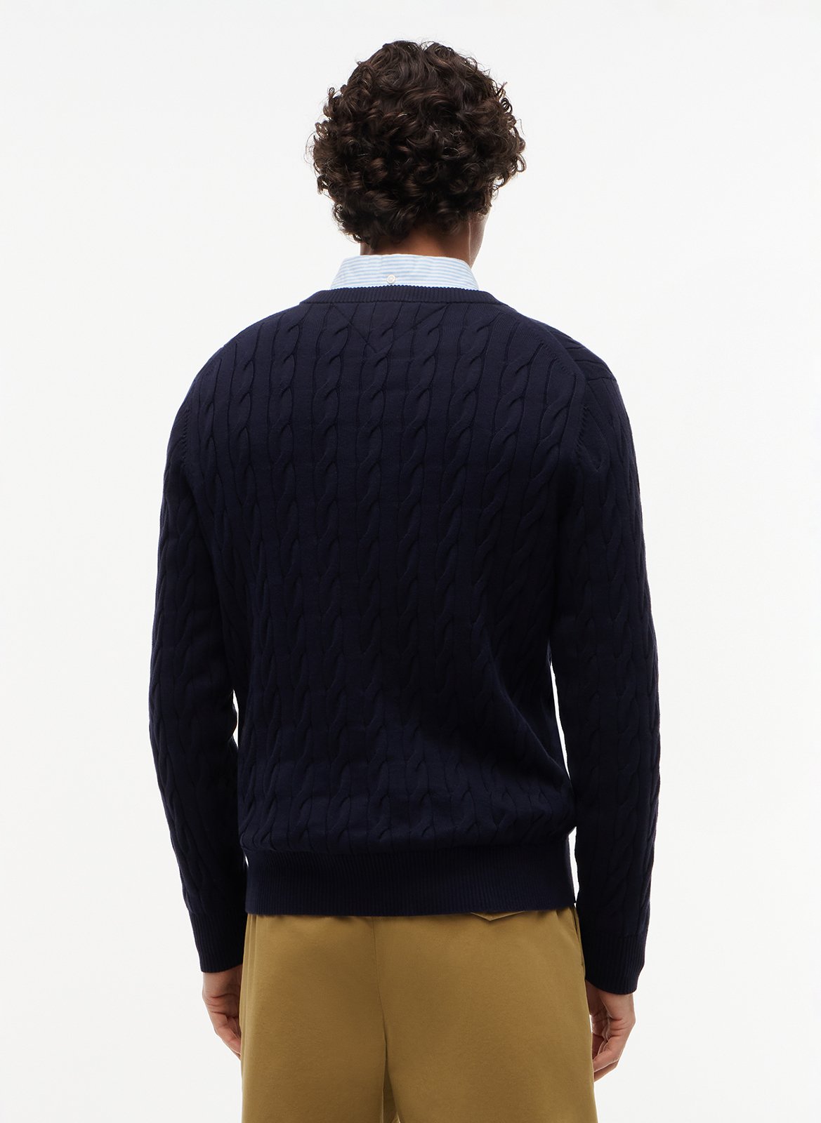 Pull col rond droit en coton biologique | Bleu TOMMY HILFIGER Homme
