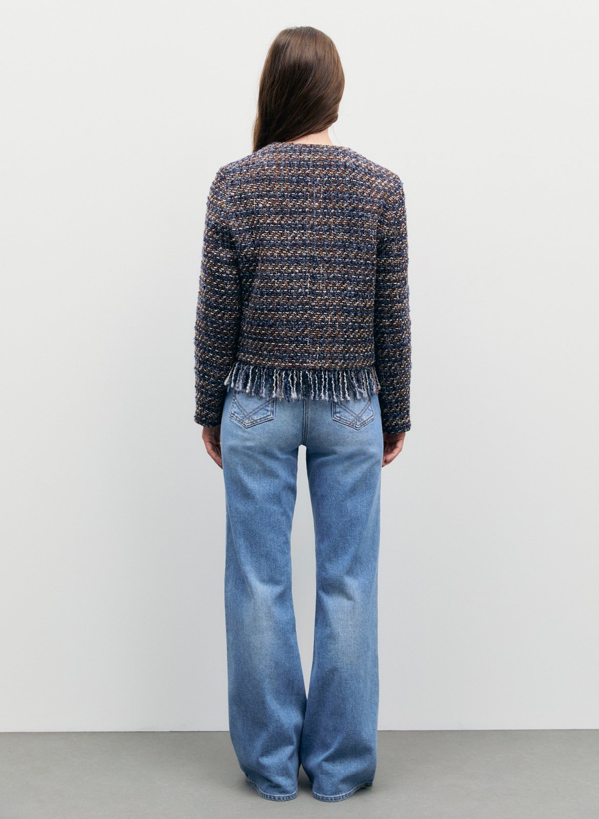 Straight round-neck tweed jacket GERARD DAREL Blue