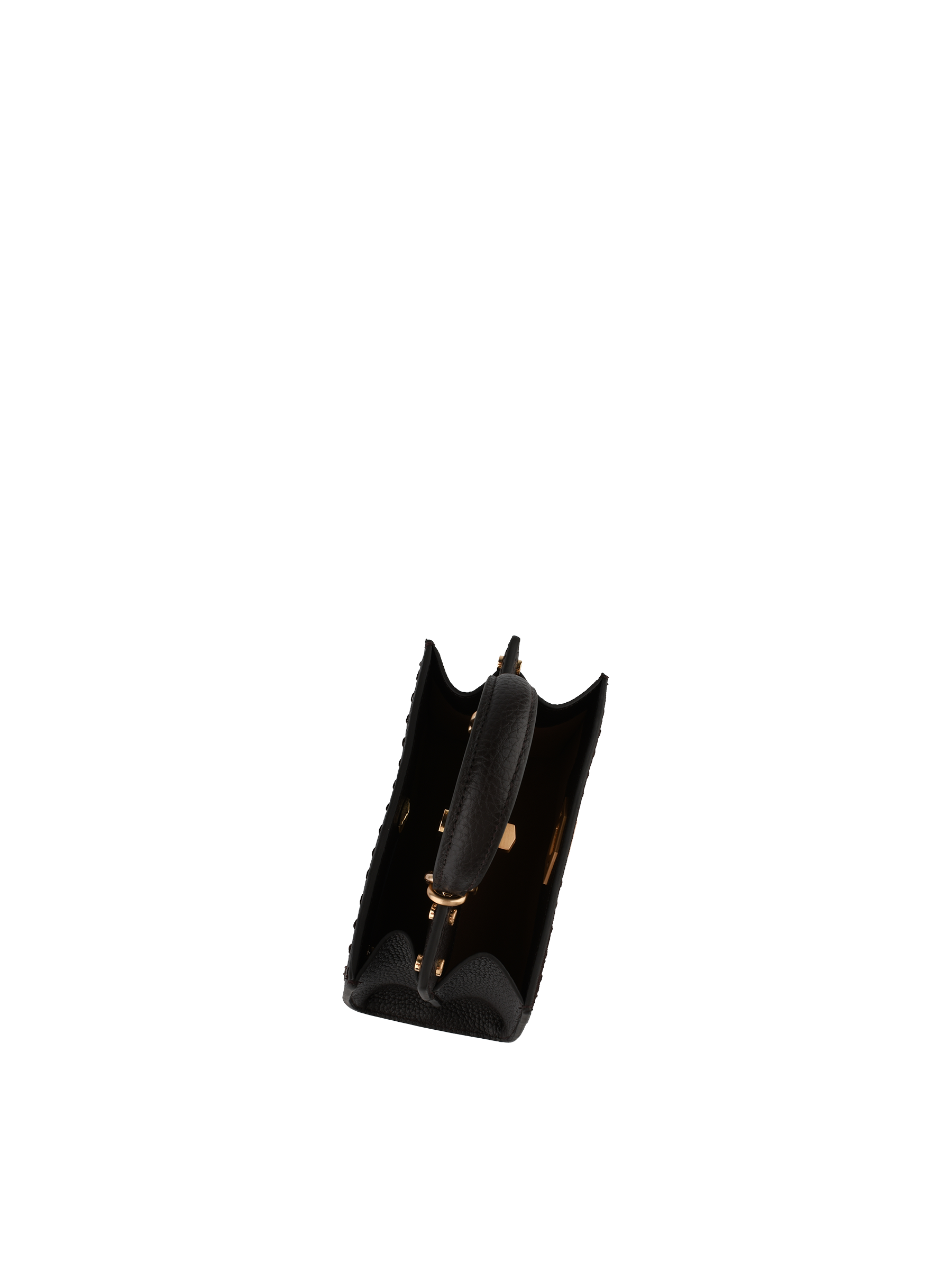 Cowhide leather handbag with a suede-effect finish POURCHET Brown