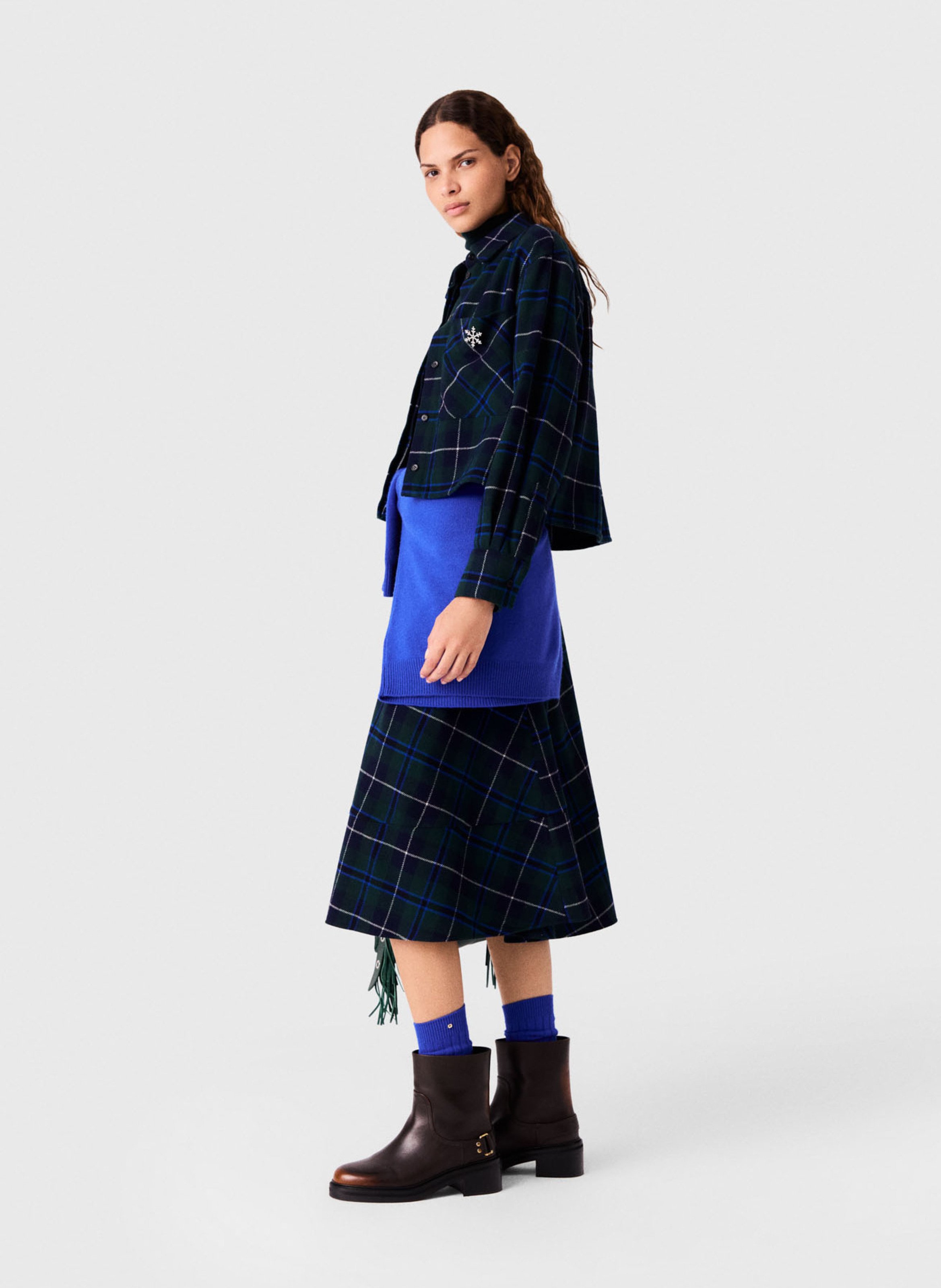 Checked shirt with classic collar MAJE Green