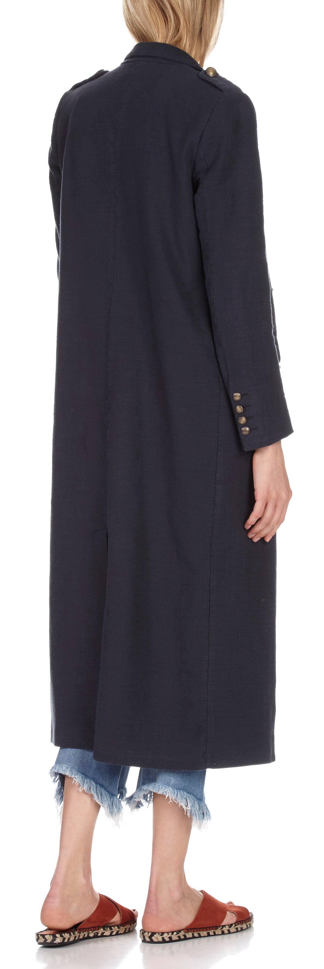 Manteau cintré long en coton Qem SWILDENS Bleu