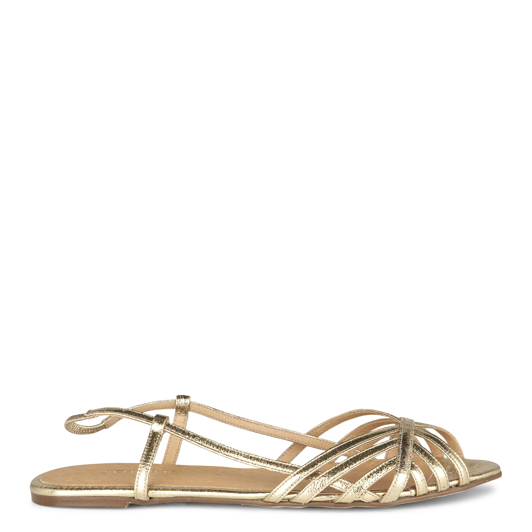 Flat crackled leather sandals with open toe JONAK Golden