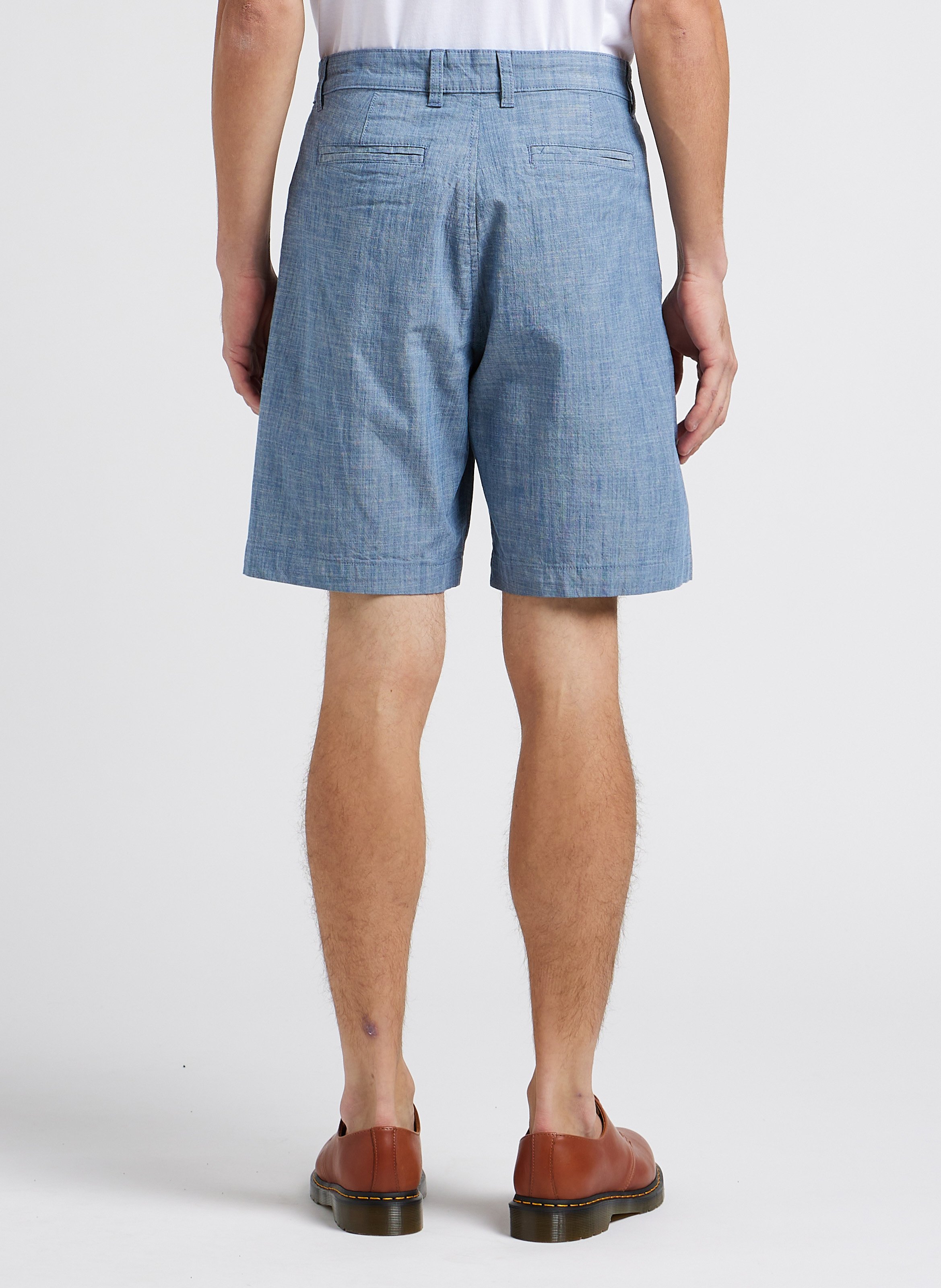 Straight-leg organic cotton-blend Bermuda shorts SELECTED Blue