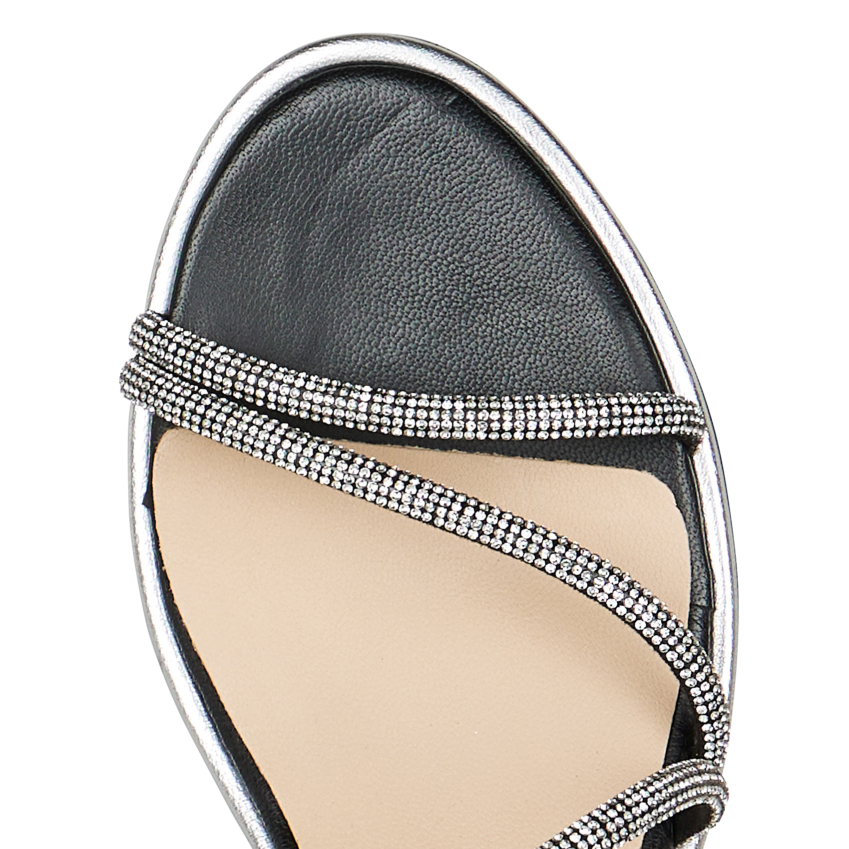 Heeled leather sandals with rhinestones LES TROPEZIENNES PAR M.BELARBI Black