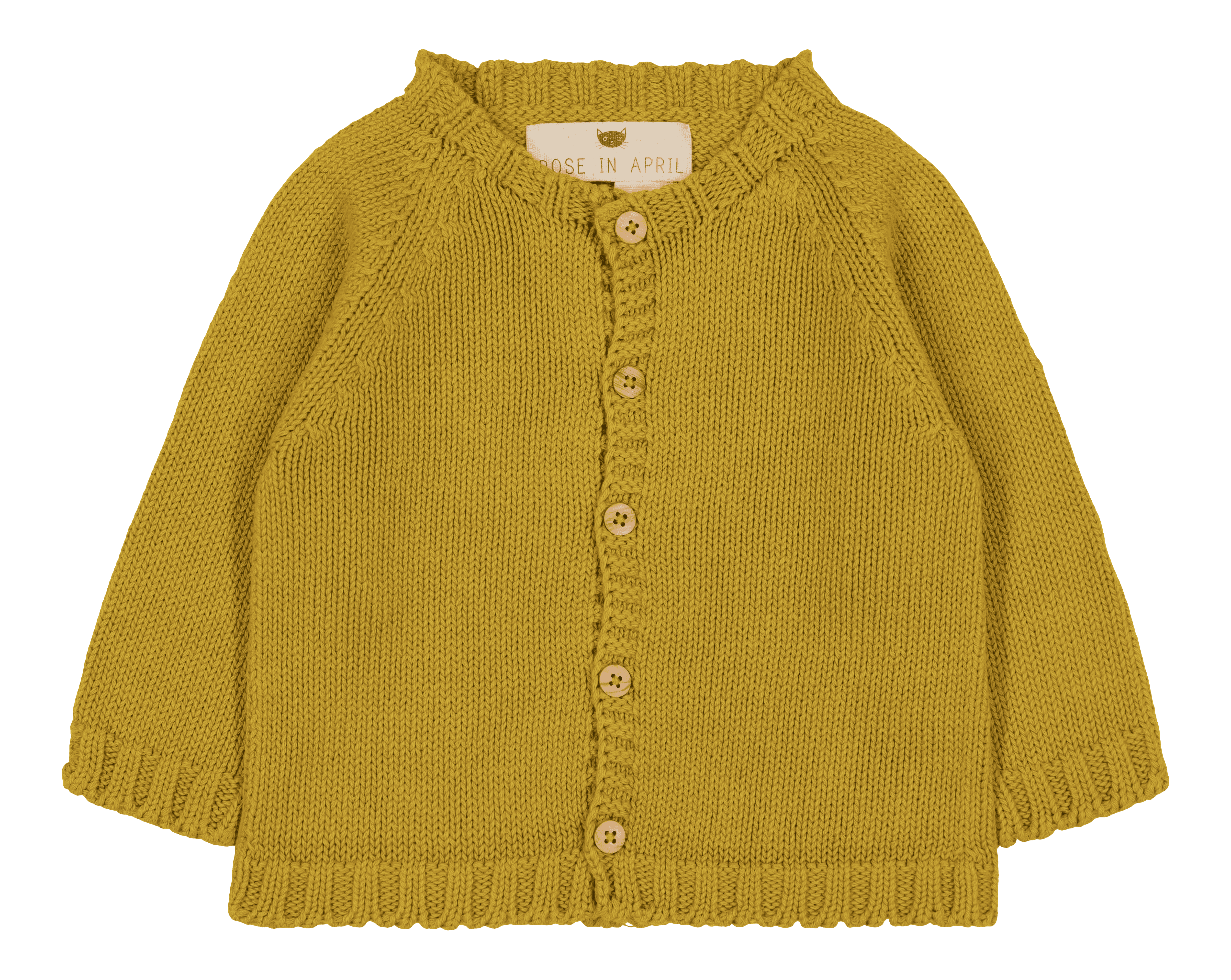 Cardigan droit col rond en coton ROSE IN APRIL Jaune