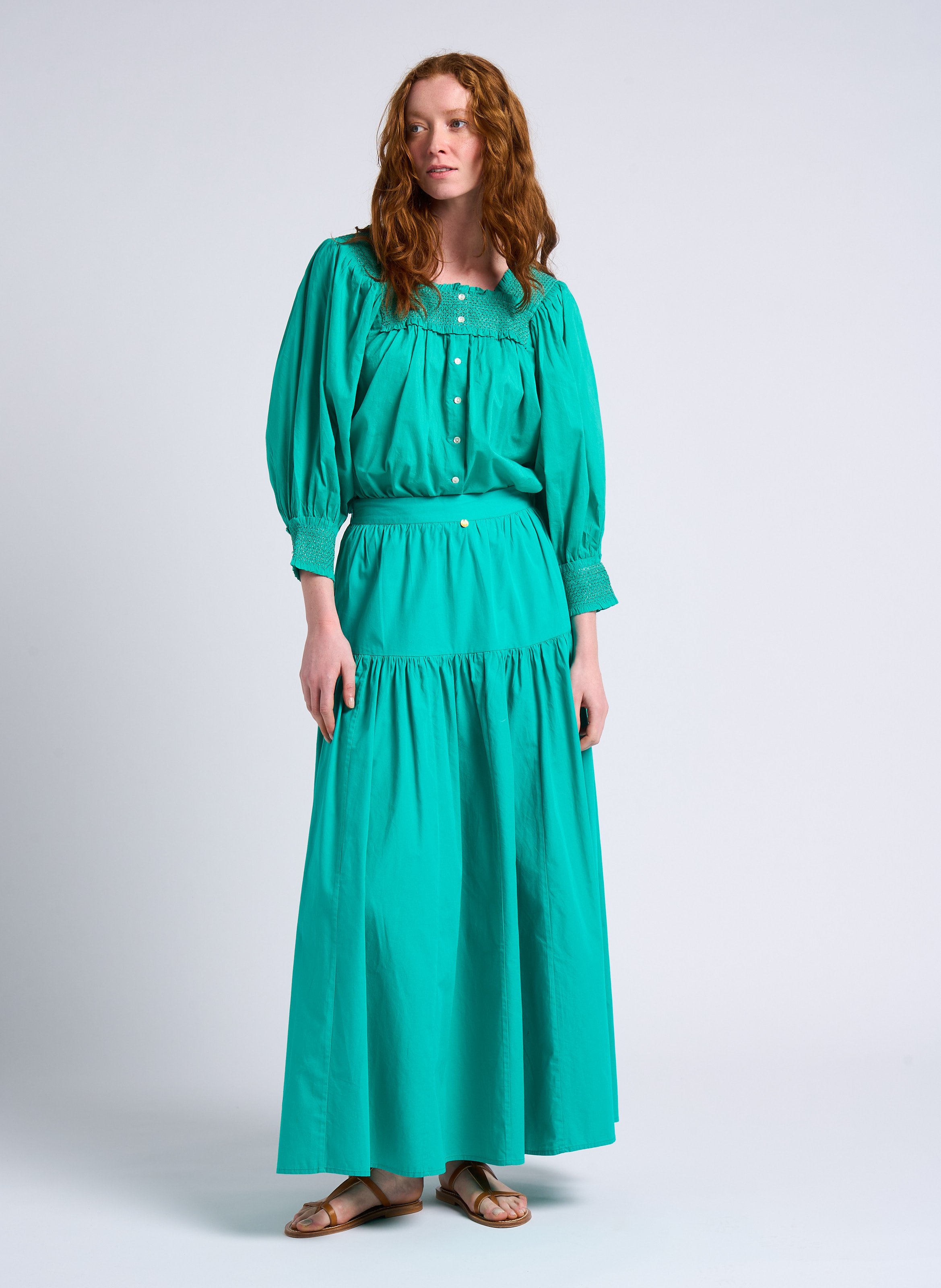 Ausgestellter Maxirock aus Baumwolle ANTIK BATIK Blau