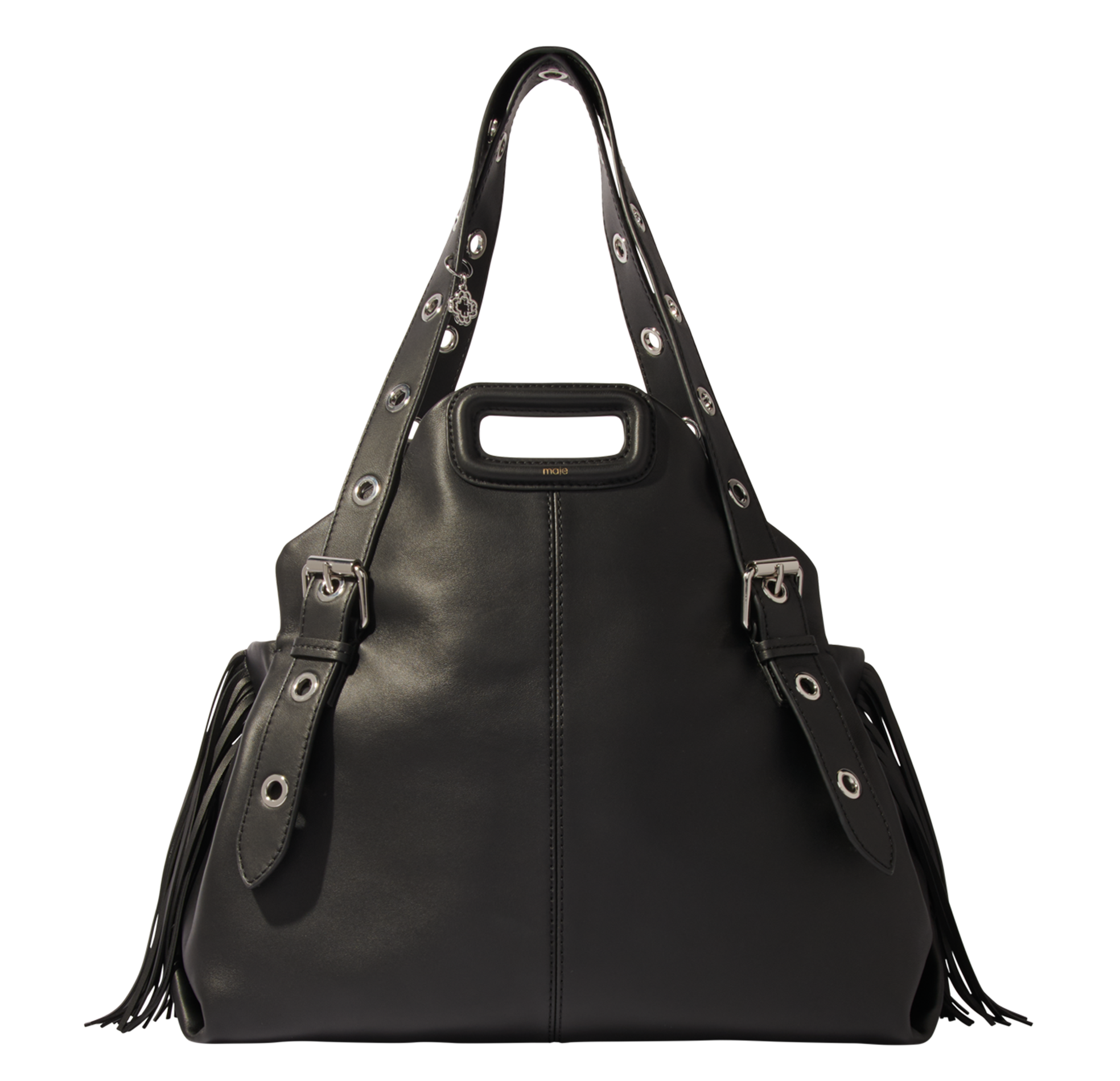 Grand sac shopping en cuir MAJE Noir