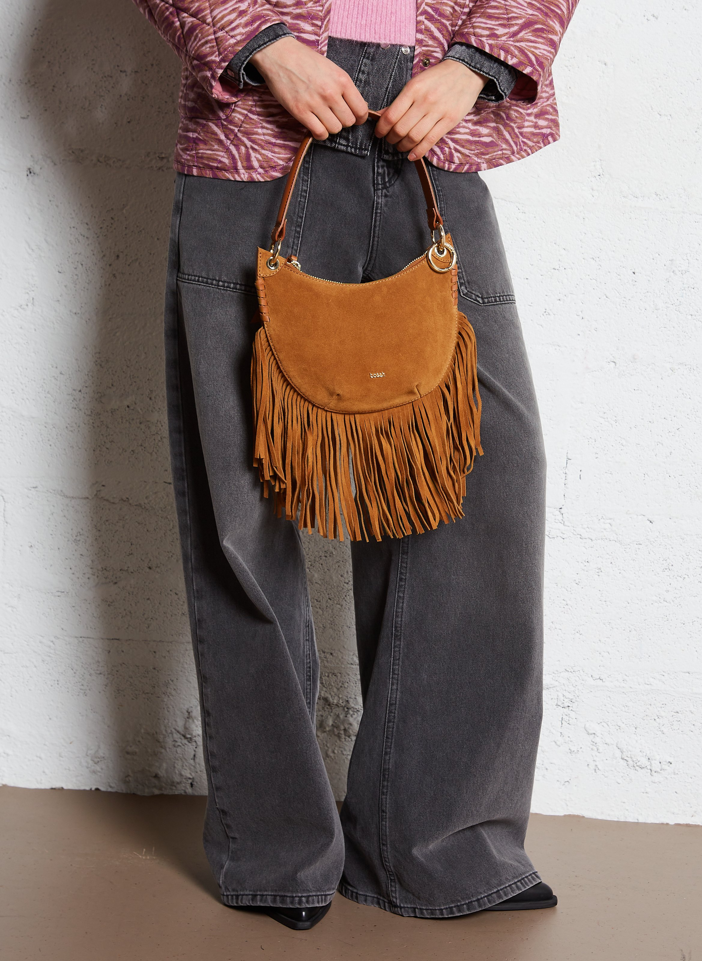 Sac à main en cuir velours BA&SH Marron