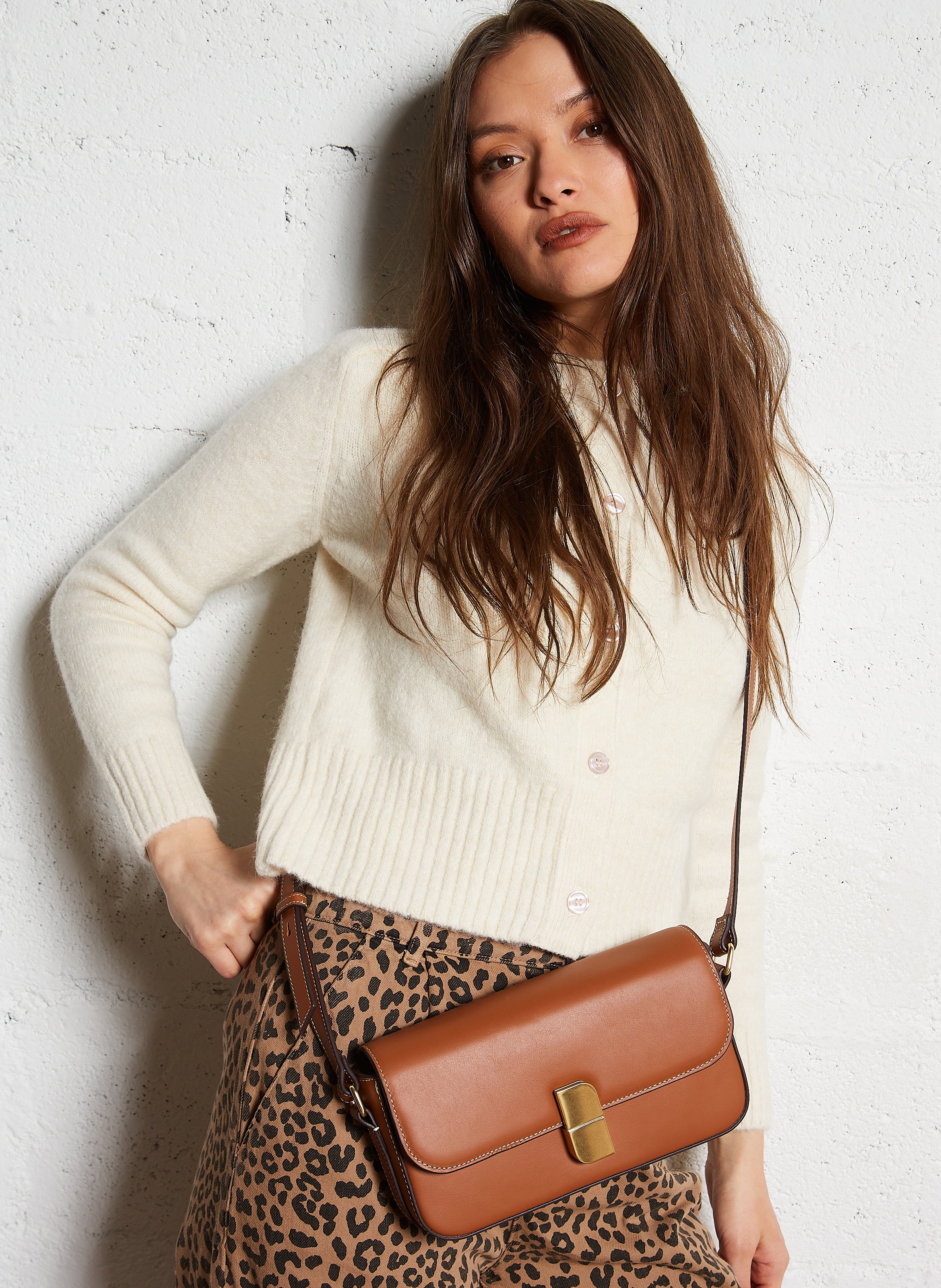 Sac baguette en cuir  NAT & NIN Marron