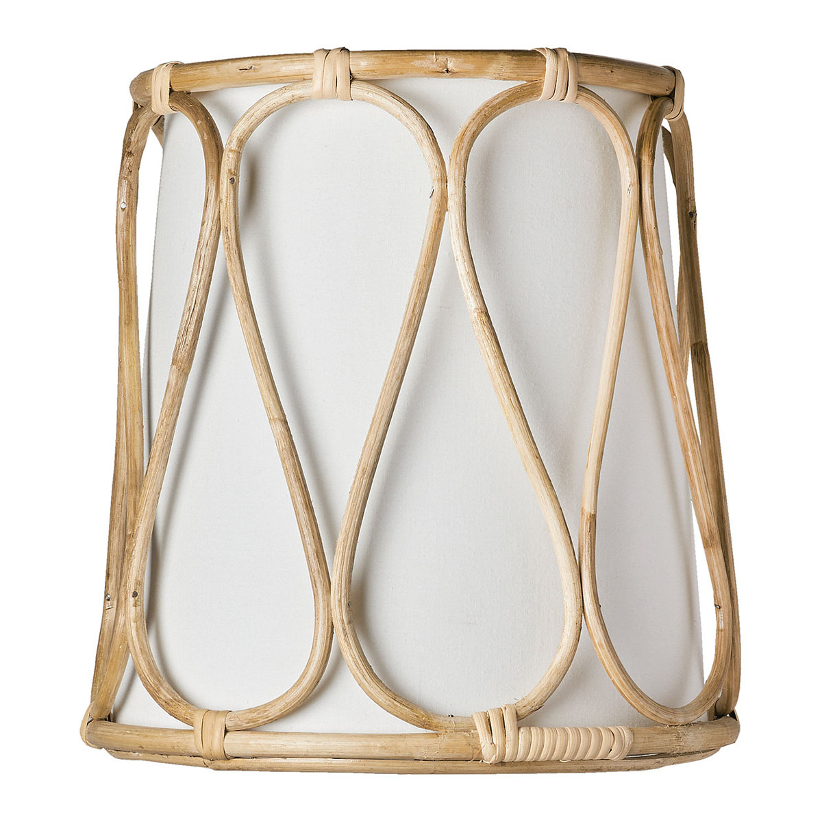 Rattan and cotton lampshade BLANC D'IVOIRE White