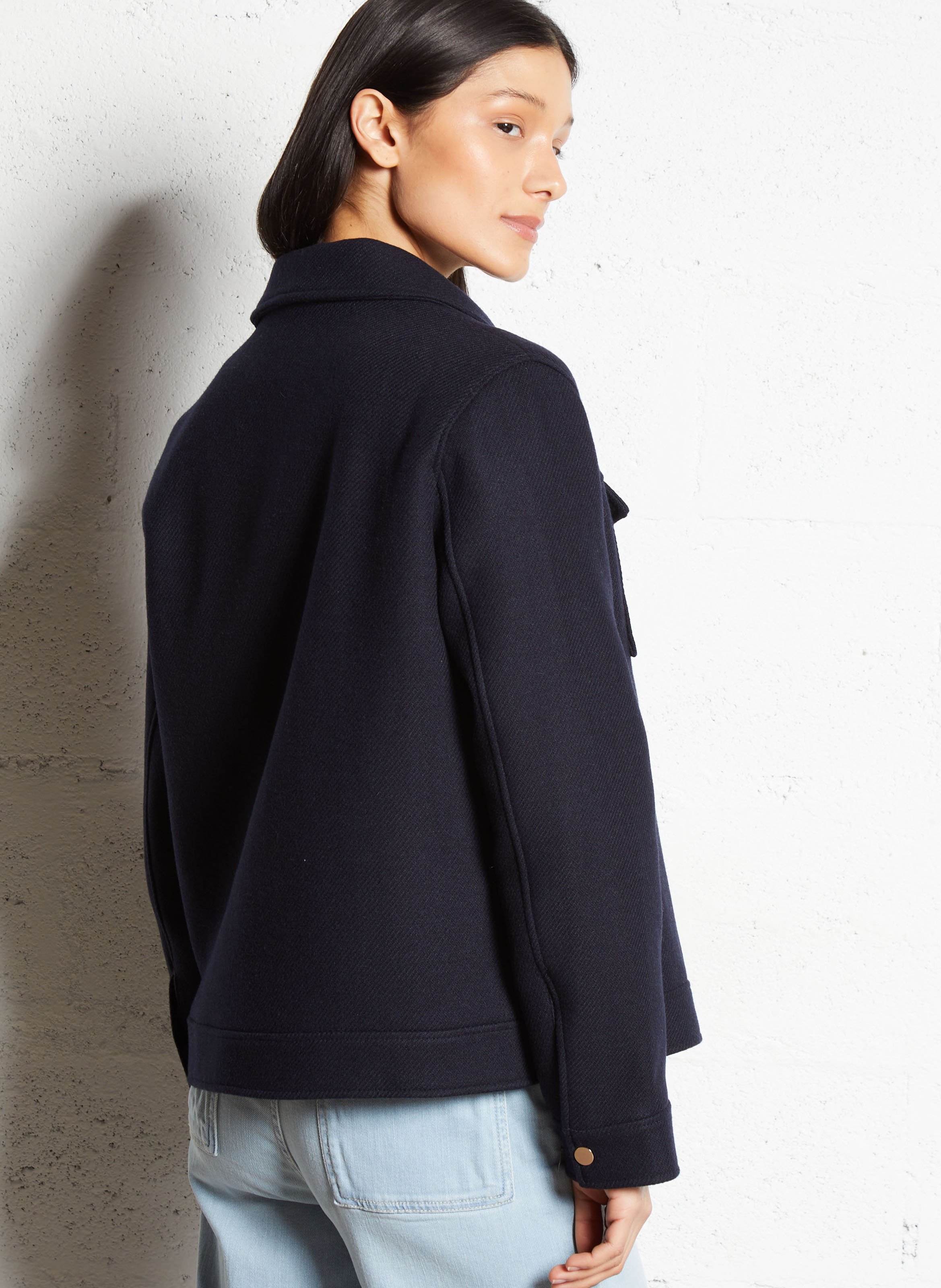 Manteau droit en laine mélangée SUD EXPRESS Bleu