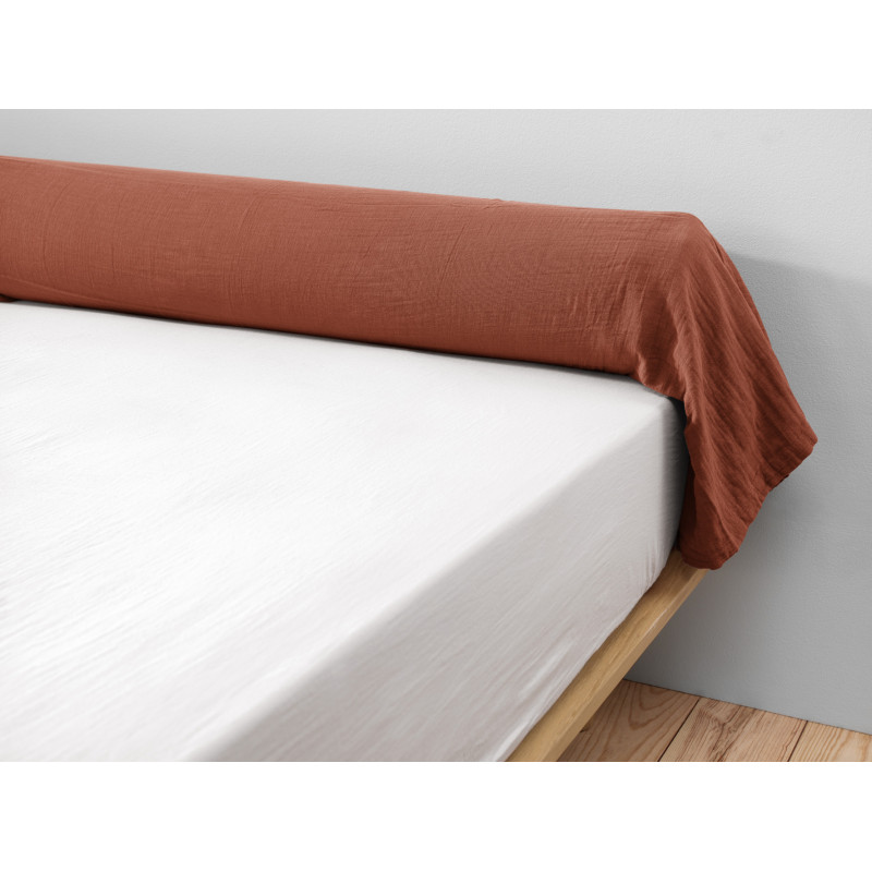 100% Pure Cotton Bolster Pillowcase L'EFFET PAPILLON Red