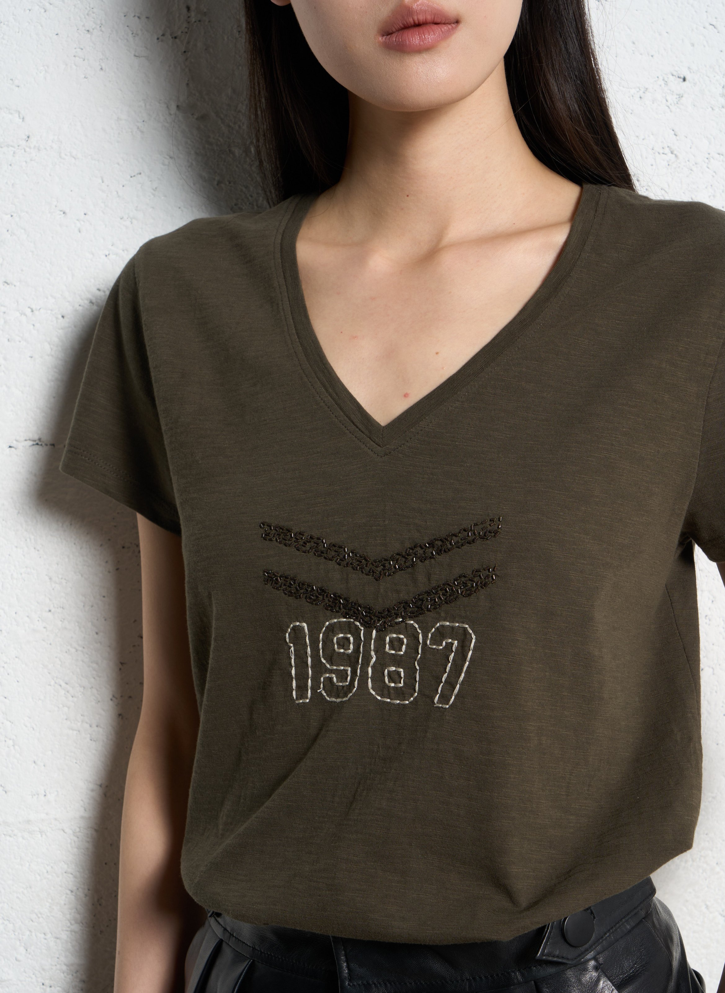 Katoenen T-shirt met boothals IKKS Kaki