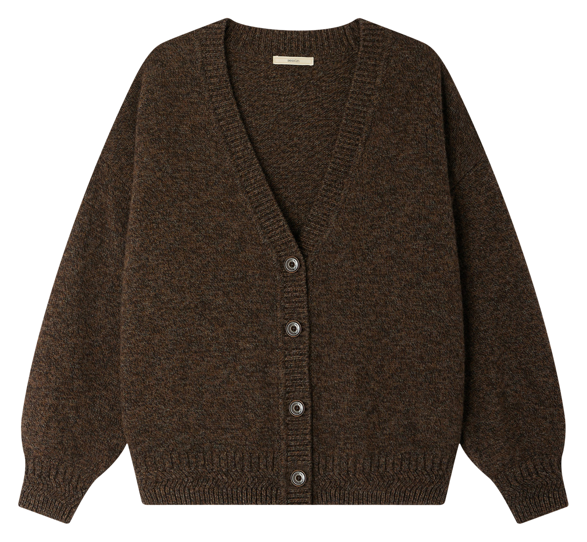 Oversized V-neck merino wool cardigan SESSUN Grey