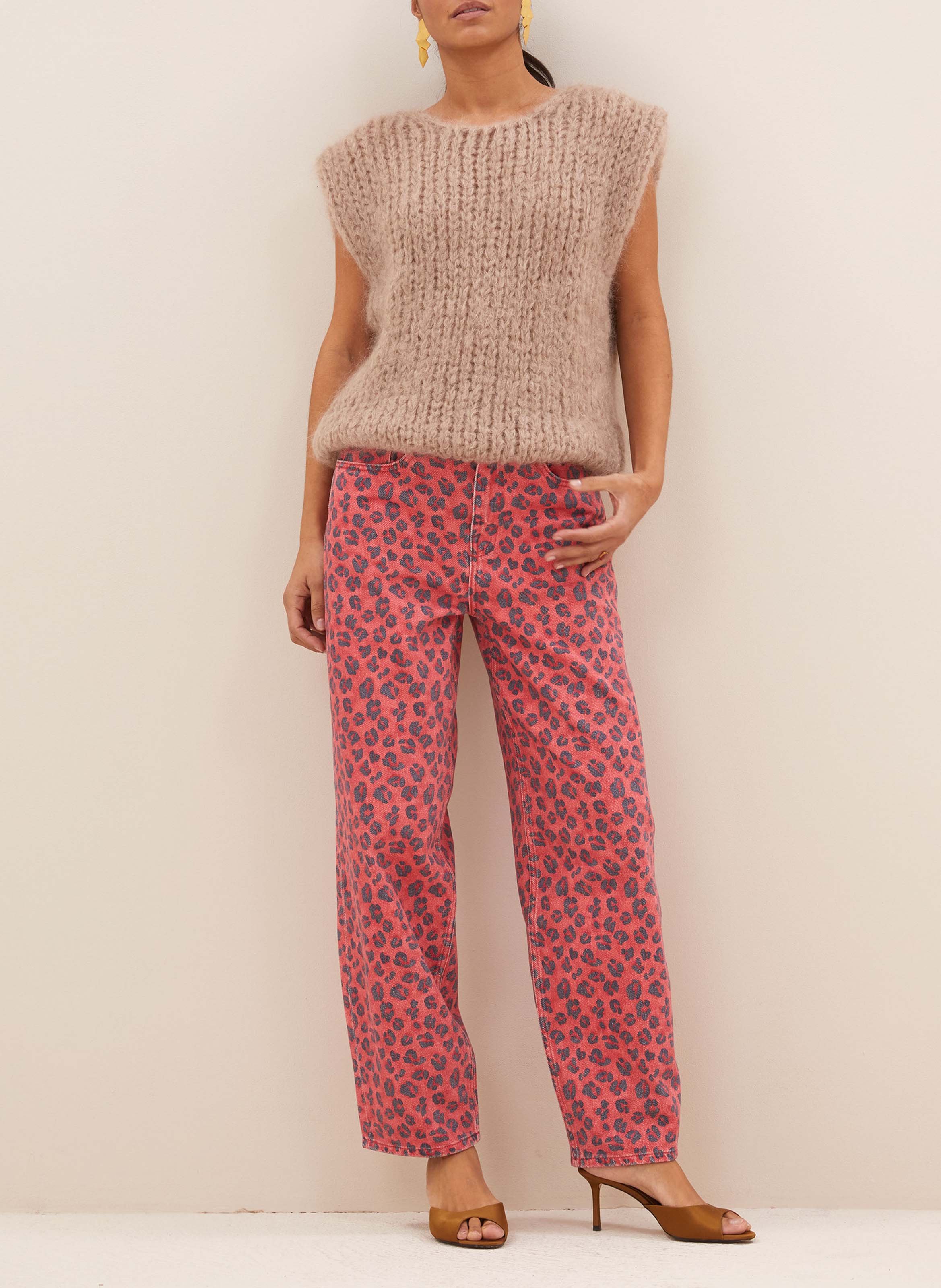 Ronde gebreide top BY BAR Beige